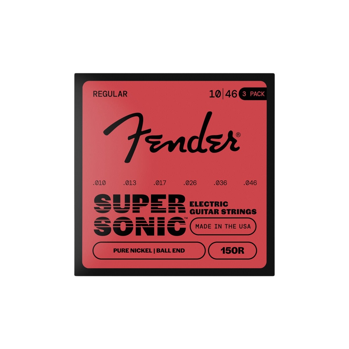 0.10 - 0.46 - Fender USA / SuperSonic Guitar Strings Pure Nickel Wound, Ball End 150R .010-.046 Gauges 3-Pack