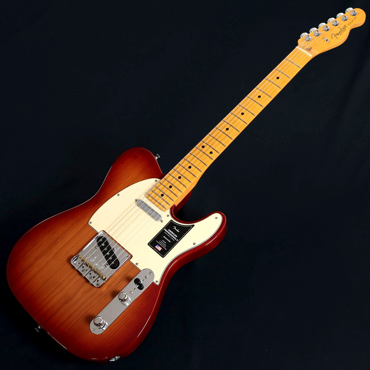 【イシバシ楽器池袋店限定キャンペーン】 新品Fenderエレキギター対象製品をお求めいただくと、 滑らかな弾き心地と音質が長持ちするコーティング弦「Elixir」を 3セットプレゼント！ キャンペーンの対象となる商品はこちらのバナーが目印です。 ※数量限定のため、キャンペーンは予告無く終了する場合がございます。 ----------------------------------プロアマ問わず大人気のUSA製フェンダー、アメプロがパワーアップして登場！American Professional II Telecasterは、70年以上に渡る革新、インスピレーション、進化を経て、現代のプレイヤーの要求に応えます。高い人気を誇るDeep Cシェイプネックは、丁寧にエッジがロールオフされ、至高の演奏体験を約束する"Super-Natural"サテン仕上げが施されています。また新たに設計されたネックヒールを採用し、快適なフィーリングとハイポジションへの容易なアクセスを実現しました。新しいV-Mod II Telecasterピックアップは、これまで以上に繊細で、Telecasterならではの独特なトゥワングを内包した魅力的なサウンドを実現しています。イントネーションが改善された"Bullet"サドルを備えた新しいトップロード／ストリングスルーブリッジは、各弦のイントネーションとテンション感を個別に調整することが可能で、今までのTelecasterブリッジの中で最も快適でフレキシブルなブリッジです。American Professional II Telecasterの手に馴染む感覚とサウンドの多様性は、手に取り、耳にした瞬間、すぐにお分かりいただけることでしょう。プロの楽器の新たなスタンダードとなるような幅広い改良が、American Professional IIシリーズには詰め込まれています。主な仕様Body MaterialRoasted PineBody FinishGloss UrethaneControlKnurled DomeFingerboardMapleHardware FinishNickel/ChromeNeck Finish“Super-Natural” Satin Urethane Finish on Back of Neck with Gloss Urethane Headstock FacePickguard3-Ply Aged WhitePosition InlaysBlack DotNeckMapleNeck ShapeDeep "C"Scale25.5" (648 mm)Fingerboard Radius9.5" (241 mm)Frets22Frets SizeNarrow TallNutBoneNut Width1.685" (42.8 mm)Bridge PickupV-Mod II Single-Coil TeleMiddle PickupNeck PickupsV-Mod II Single-Coil TeleControlsMaster Volume, Master TonePickup Switching3-Position Blade: Position 1. Bridge Pickup, Position 2. Bridge and Neck Pickups, Position 3. Neck PickupBridge3-Saddle Top-Load/String-Through Tele with Compensated Brass “Bullet” SaddlesTuning MachinesFender Standard Cast/Sealed StaggeredStringsFender USA Bullets 3250L Nickel Plated Steel (.009-.042 Gauges), PN 0733250403Case/Gig BagDeluxe Molded Case (Included)■付属品：レンチ、ハードケース、メーカー正規保証書■保証:2年複数のモールに掲載されているため、売却に伴う商品情報の削除は迅速を心掛けておりますが必ずしもリアルタイムではございませんので、ご注文後に万一売り切れとなっておりました際は誠に申し訳ございませんがご容赦くださいませ。■JAN ：0885978577309■S/N ：US25101983■重量：3.44kg