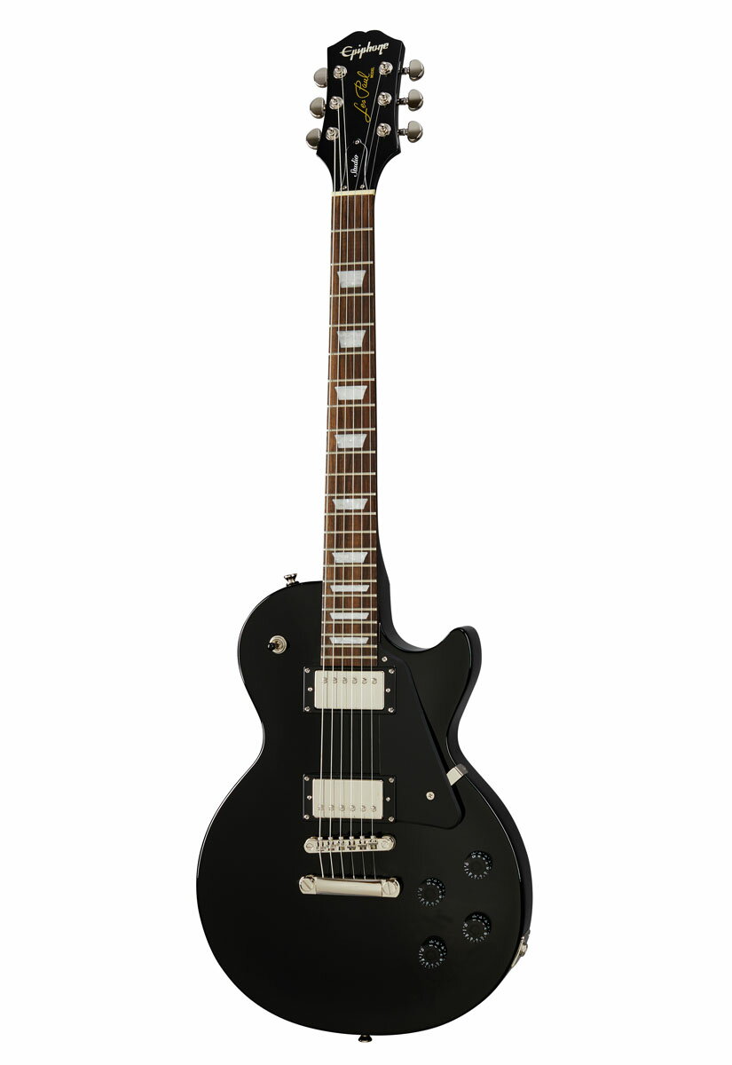 NAMMショウ2020でも発表された話題のEPIPHONE最新ラインナップ！ Epiphone Inspired by Gibsonとして新たに展開を始めたエピフォンからレスポールスタジオが新発売。クラシックなレスポールトーンはそのままに取り回しの良い軽量ボディとアルニコクラシック・オープンハムバッカーが特長です。 《主な仕様》 Neck Material Mahogany Profile 1960's SlimTaper D profile Scale Length 24.75" Fingerboard Material Pau Ferro Fingerboard Radius 12" Number Of Frets 22 Frets Medium Jumbo Nut Material Graph Tech NuBone Nut Width 1.693" Inlays Trapezoid Body Material Mahogany Top Plain Maple Veneer Back Mahogany Hardware Finish Nickel Tuner Plating Nickel Bridge LockTone ABR Tailpiece Stopbar Tuning Machines Grover 18:1 ratio Pickguard Black Control Knobs Black Speed Knobs Neck Pickup Alnico Classic Humbucker Bridge Pickup Alnico Classic Humbucker Controls 2 Volumes , 2 Tones Pickup Selector 3-way Epiphone toggle Output Jack 1/4" Heavy-Duty Epiphone Strings .10, .13, .17, .26, .36, .46 ■付属品：ソフトケース、ユーザー登録カード ※ご購入後、同梱されるユーザー登録カードに必要事項をご記入の上、15日以内にギブソン・ジャパンへご郵送下さい。ユーザー登録したご本人に限り、メーカー規定の故障に対して、無期限での保証が提供されます。 ※画像はサンプルです。 ※複数のモールに掲載されているため、売却に伴う商品情報の削除は迅速を心掛けておりますが必ずしもリアルタイムではございませんので、ご注文後に万一売り切れとなっておりました際は誠に申し訳ございませんがご容赦くださいませ。