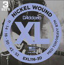 D'Addario   EXL116-3D Electric Guitar Strings 3-Pack Medium Top Heavy Bottom 11-52 3ZbgpbN aJX 