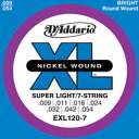 超定番！ダダリオの7弦エレキギター用、ニッケルワウンドのスチール弦です。 Electric Guitar Strings Nickel Wound Steel DAddario / EXL-120-7 / Super Light .009 .011 .016 .024 .032 .042 .054