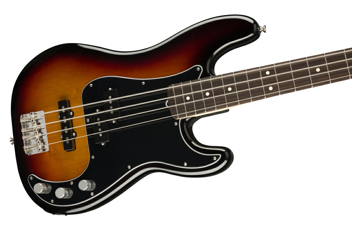 American Performer Precision Bass カリフォルニア州のコロナ工場で製造されるAmerican Performer Precision Bass は、USA 製フェンダーならではのオーセンティックなトーンとフィーリングを提供し、パフォーマンスにインスピレーションを与えるモダンスペックを随所にフィーチャーしています。 本モデルは、American Performer シリーズのために特別に開発された、リッチで表情豊かなトーンを奏でるYosemite(TM)スプリットコイルPrecision Bass ミドルピックアップと、Yosemite シングルコイルJazz Bassリアピックアップを搭載しています。 Yosemite (TM)ピックアップは高出力を実現する面取りのないポールピースのスタッガード仕様となっており、ピックアップをシェラック溶液でポッティングすることでフィードバックを抑制しながらダイナミックなサウンドを奏でます。 またAmerican Performer Precision Bass はトーンを絞った際に低域も同時に適量アッテネートするGreasebucket(TM)トーンサーキットを搭載し、音の濁り を防ぎます。 9.5 インチラジアス指板のModern C シェイプネックには20 本のミディアムジャンボフレットを装備し、快適なプレイアビリティで表現力に溢れたパフォーマンスをサポートします。 ■付属品：ギグケース、メーカー正規保証書 主な仕様 Body Material AlderBody Finish Gloss PolyurethaneBody Shape Precision Bass(R)Bridge Pickup Yosemite(TM) Single-Coil Jazz BassMiddle Pickup Yosemite (TM) Split Single-Coil Precision BassControls Volume 1. (Middle Pickup), Volume 2. (Bridge Pickup), Master Greasebucket(TM) Tone Circuit (Rolls Off Highs without Adding Bass)Configuration PJBridge 4-Saddle Vintage-Style with Steel SaddlesHardware Finish Nickel/ChromeTuning Machines Fender (R) "F" Light-Weight Vintage-Paddle Keys with Tapered ShaftsPickguard 3-Ply Black/White/BlackControl Knobs Knurled Flat-TopNeck Plate 4-BoltNeck Material MapleNeck Finish Satin UrethaneNeck Shape Modern "C"Scale Length 34" (864 mm)Fingerboard Radius 9.5" (241 mm)Number of Frets 20Fret Size Medium JumboNut Material Synthetic BoneNut Width 1.625" (41.3 mm)Truss Rod StandardTruss Rod Nut 3/16" Hex Adjustment ■保証:2年 ※画像はサンプルです。 複数のモールに掲載されているため、売却に伴う商品情報の削除は迅速を心掛けておりますが必ずしもリアルタイムではございませんので、ご注文後に万一売り切れとなっておりました際は誠に申し訳ございませんがご容赦くださいませ。
