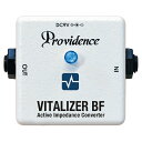 VZF-1の特長 ●VITALIZER VITALIZER/バイタライザーとは、プラグ/ジャックの接点や長いケーブル等によるノイズや音質変化の影響を受けやすいハイインピーダンスの電気信号を、そのような影響の受けにくいローインピーダンス信号に変換するバッファーアンプの一種であり、ギター/ベースやエフェクターなど楽器の信号特性を踏まえて、敢えてHi-Fiになりすぎないようにしたプロビデンス独自の工夫が施されているActive Impedance Converterです。いわゆる”アクティブ臭さ”を極小に抑えた自然で、楽器ならではの原音にできるだけ忠実な信号を出力します。 ●効果的な使い方 ベースやギターから一番近いところに接続することで、音の輪郭がぼやけがちな低音域をタイトで引き締まったサウンドに生まれ変わらせます。ベースはもちろん、特に低音域がこもりやすい多弦ギターやドロップチューニングのギターにも効果があります。 ペダルボードシステムの入り口に設置すれば、複数のプラグ／ジャック接点による音質の変化や劣化を防ぎ、様々な環境下においても音質を安定させ外来ノイズなども低減させる効果があります。また、アンプの直前に接続したり、音質の劣化や変化が気になるところに接続しても効果を発揮します。 ●コンパクトサイズ スペースの限られたエフェクトボード内に収める事を考え、機能を単一化し60×73/mmのコンパクトサイズに収めています。ペダルボードに組み込む際も、わずかな隙間を使って音質改善に役立ちます。コンパクト化にあたりバッテリースペースを省略しました。バッテリーを使用する際は付属のアウターバッテリーボックスをDC9V入力ジャックに接続してご使用ください。ACアダプターやパワーサプライでの使用も可能です。 ※本製品にはアウターバッテリーボックス(LE-OBB-2)が付属します。 外部からの電源供給について 外部電源をご使用になる場合は、製品の性能をフルに引き出す為に必ず下記のものをお使いください。 ●PROVIDENCE AC ADAPTOR Battery Emulator 9.6 (PAP-509DCJ2) 9Vバッテリーが持つ特性を解析し、高音質を追求した9Vバッテリーに最も近いACアダプター。DC9V安定化電源回路内蔵。 UD20171018
