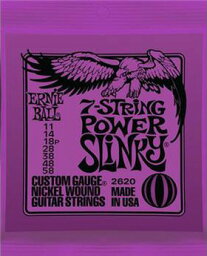 ERNiE BALL / #2620 POWER SLiNKY 11-58 7-Strings 【エレキギター弦】【Electric Guitar Strings】【セット弦】【アーニーボール】【パワースリンキー】【パープル】【Purple】【7弦ギター】【7strings】【7弦用】【新宿店】