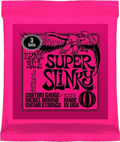 ERNiE BALL / 3223 SUPER SLiNKY 09-42 3 Sets Pack 【エレキギター弦】【Electric Guitar Strings】【セット弦】【アーニーボール】【スーパースリンキー】【ピンク】【Pink】【 2223 3セットパック】【新宿店】