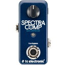 SpectraComp （TonePrint対応ベース用コンプレッサー・ペダル） SpectraComp Bass Compressor（スペクトラコンプ・ベースコンプレッサー）は筐体 こそミニチュア・サイズであれ、中にはベースのトーンを飛躍的に改善する、TCならでは の高度なコンプレッション・テクノロジーが詰まっています。 SpectraCompはスペクトラル（マルチバンド）型のコンプレッサーで、ロー／ミッド／ ハイの周波数帯域それぞれに独立したコンプレッションを行ないます。よりエフェクト 感の少ない、スムーズで音楽的な結果が得られる革新的なベース用コンプレッサーです。 主な特徴 ・ベース用にチューニングされたスタジオ機器品質のマルチバンド・コンプレッサー ・TonePrint対応 ・超小型設計 ・トゥルーバイパス ・シンプルさを極めたワンノブ構成 ・9V/100mA ・高品位コンポーネントを採用 ・過酷なユースにも耐え得る堅牢な仕様 驚異のマルチバンド・テクノロジー マルチバンド・ベースコンプはTC Electronic RHベース用アンプヘッド・シリーズにも搭載されているテクノロジー です。RHシリーズのSpectraComp機能と同様、ワンノブで高度なスタジオ・クオリティーのコンプレッションが得ら れます。 高度なコンプレッションを実現 SpectraCompのアルゴリズムは、TCのフラッグシップ・シグナル・プロセッサー「SYSTEM 6000」に搭載されている マルチバンド・コンプレッサー「MD3」を元に開発されており、全周波数帯域にわたってナチュラルな結果が得られま す。MD3は10年以上にわたり業界のトップ・プロデューサー御用達のダイナミックス・ツールとしても知られています。 SpectraCompは、高域／中域／低域と、周波数帯域別に最適なコンプレッションを個別に施していきます。シングル バンド・コンプに比べ、より音楽的で均一な結果が得られます。 TonePrint対応 - 自分流にカスタマイズ TC独自のTonePrintテクノロジーを活用することで、コンプ設定をとことんまでカスタマイズすることが可能です。 無償のTonePrint Editorが提供する広範なパラメーター群をもってすれば、どのようなセットアップにも対応するコ ンプ設定が見つかることでしょう。自分でコンプのカスタマイズをするのが億劫な人は、世界のトップ・アーティスト たちやエンジニアたち作成したシグネチャー設定をペダルにアップロードして使うこともできます。無償のスマホ用 TonePrint Appを使用すれば、スマホから手軽にシグネチャー・トーンをペダルに転送することができます。アイディ アの趣くままに、理想のトーンを追い求めてください。