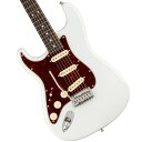 大人気!アメリカンウルトラ・ストラト、レフトハンドモデルが緊急入荷! American Ultra Stratocaster(R) Left-Handは、丁寧なエッジ処理が施されたユニークなModern “D”シェイプネックを採用しています。22のミディアムジャンボフレットを備えた10 "-14"コンパウンドラジアスのフィンガーボードとリファインされたネックヒール設計により、ストレス無くスピーディで正確なソロプレイが可能です。 Ultra Noiseless(TM) Vintageピックアップの高度なワイヤリングは、幅広いサウンドを鳴らすことが可能です。 ボディには美しく機能的なコンターが施され、ピックアップポジション1と2の時にS-1スイッチを押すと、フロントピックアップのサウンドを追加することが出来ます。 どんなジャンルにも対応できるこの先進的なモデルは、あなたの演奏をさらなる高みへと押し上げます。 その他、ロッキングチューナー、クロームのハードウェア、ボーンナットを採用しています。本製品にはプレミアムハードシェルケースが付属します。 ※画像はサンプルです。 ■付属品:ハードケース、トレモロアーム、メーカー正規保証書 主な仕様 ボディAlder ボディフィニッシュGloss Urethane ボディシェイプStratocaster(R) ネックMaple ネックフィニッシュUltra Satin Urethane with Gloss Headstock Face ネックシェイプModern "D" スケール25.5" (648 mm) フィンガーボードRosewood フィンガーボードラジアス10" to 14" Compound Radius (254 mm to 355.6 mm) フレット数22 Frets SizeMedium Jumbo ナットBone ナット幅1.685" (42.8 mm) ポジションインレイWhite Pearloid Dot ブリッジピックアップUltra Noiseless(TM) Vintage Strat(R) ミドルピックアップUltra Noiseless(TM) Vintage Strat(R) ネックピックアップUltra Noiseless(TM) Vintage Strat(R) コントロールMaster Volume (with S-1(TM) Switch), Tone 1. (Neck/Middle Pickups), Tone 2. (Bridge Pickup) ピックアップスイッチ5-Position Blade: Position 1. Bridge Pickup, Position 2. Bridge and Middle Pickup, Position 3. Middle Pickup, Position 4. Middle and Neck Pickup, Position 5. Neck Pickup ピックアップコンフィギュレーションSSS Auxiliary SwitchingS-1 Switch Down: Position 1. Bridge & Neck. Position 2, 3, or 4: All 3 Pickups On. Position 5. Bridge & Neck ブリッジ2-Point Deluxe Synchronized Tremolo with Pop-In Arm ハードウェアフィニッシュNickel/Chrome チューニングマシーンDeluxe Cast/Sealed Locking ピックガード4-Ply Tortoiseshell コントロールノブAged White Soft Touch Knobs ストリングFender(R) USA 250L Nickel Plated Steel (.009-.042 Gauges), PN 0730250403　