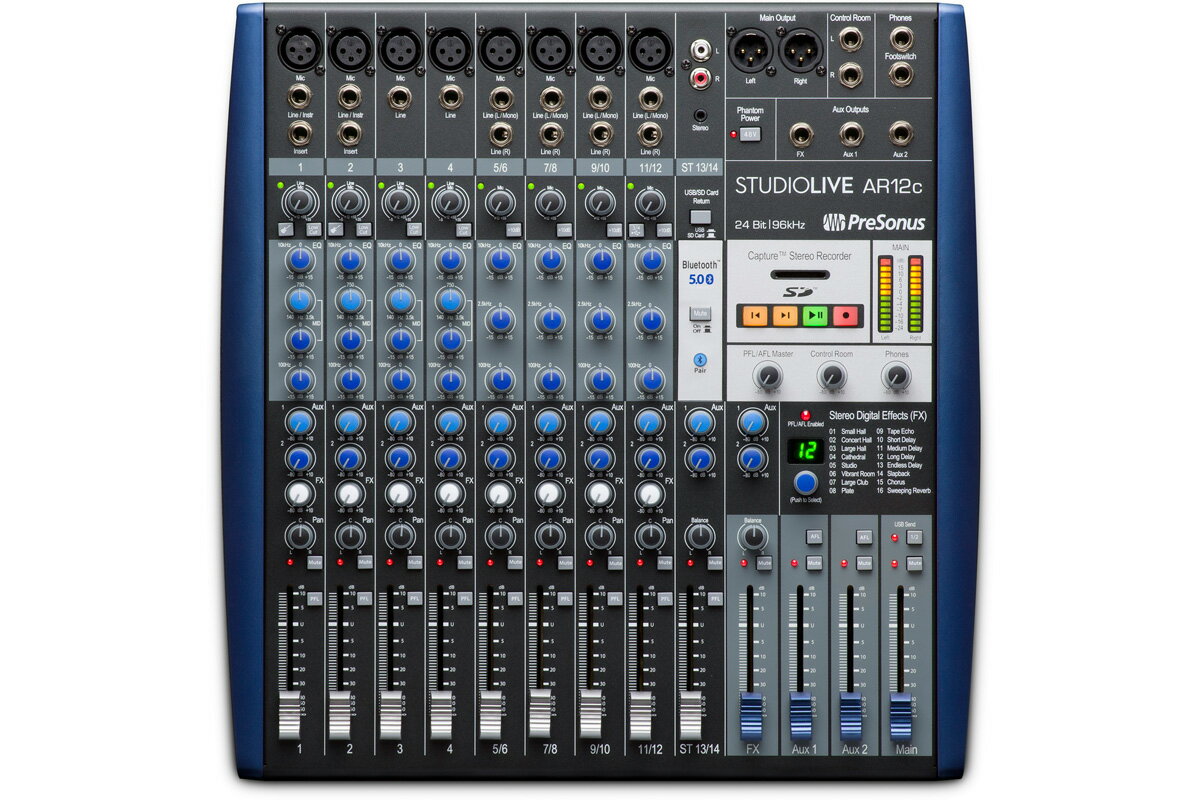 【あす楽対象商品】PreSonus プレソナス / StudioLive AR12c アナログ・ミキサー + 24Bit 96kHzオーディオI/O + SDレコーダー