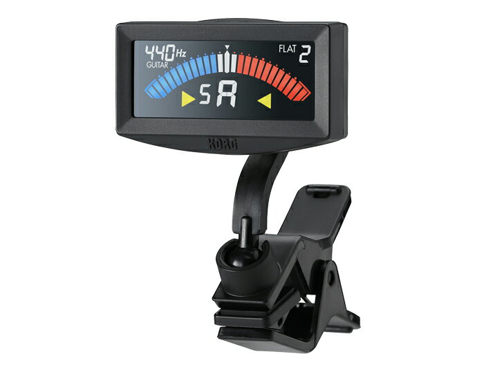 KORG / AW-4G-BK PitchCrow-G Black Clip-On Tuner 楽器のヘッドに直接取り付けて手軽にチューニングできる、コルグのクリップ型チューナーのギター／ベース用ラインナップ、PitchCrow-G。 PitchCrow-Gは、フルスペックのクリップ型チューナーとしては最もコンパクトなチューナーで、ムダのない効率的な設計により、 サイズ・重さともに同社従来モデル（AW-3G2）より約20%も小さくなりました。 機能面においても、旧モデルで好評だったフルカラーLCDやギター／ベース専用モード・カポタストモードに加え、 新たに±0.1セントの超高精度ファイン・チューニング機能を追加。また、電池寿命は従来の3倍となり、約24時間もの長時間動作が可能です。 世界初の針式メーター・チューナーの開発から40周年を迎えたコルグによるクリップ型チューナーの新たなスタンダードとなるモデルです。 【仕様】 ■音律：12平均律 ■測定精度：±0.1セント以内（ファイン・チューニング） ■測定範囲（サイン波）： クロマチック　A0（27.50Hz）〜 C8（4186Hz） ギター B1 flat5（46.25Hz）〜 E4 capo7（493.88Hz） ベース B0 flat5（23.12Hz）〜 C3（130.81Hz） ■基準ピッチ範囲：436〜445Hz（1Hz単位） ■フラット・チューニング：1〜5半音（半音ステップ） ■カポタスト対応：1〜7半音（半音ステップ） ■外形寸法：63（W）x 56（D）x 25（H）mm ※ディスプレイ部とクリップ部を折りたたんだ際の合計サイズ ■質量：21g（電池含む） ■電池寿命：約24時間（チューナー動作、A4入力、連続動作時） ■付属品：動作確認用CR2032型リチウム電池（3V）x 1個 ※画像はサンプルです。 ※仕様および外観は、改良のため予告なく変更する場合があります。 UD20150705