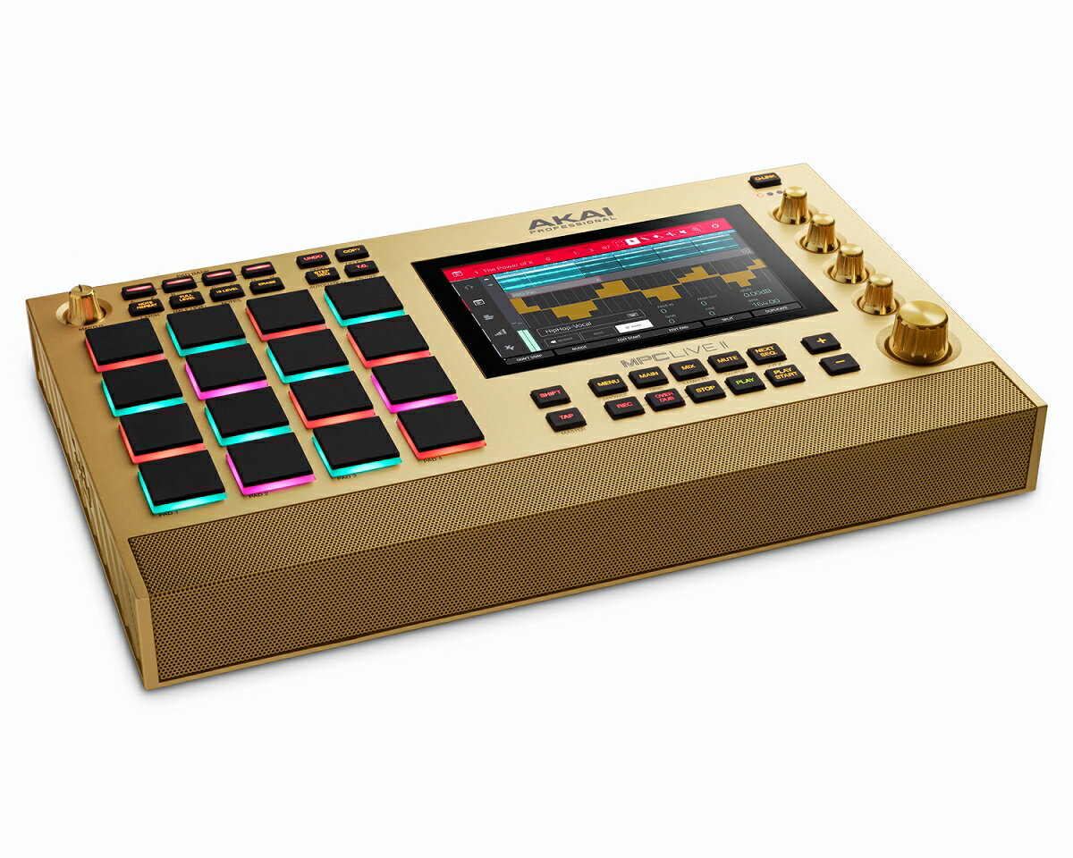 AKAI Professional / MPC Live II Gold【限定ゴールドカラーモデル】モニタースピーカー内蔵スタンドアローンMPC【PNG】