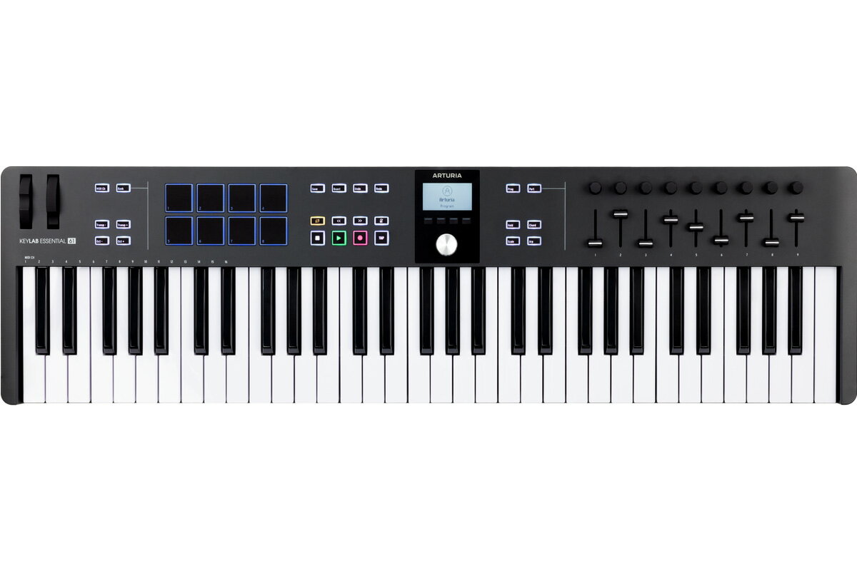 【あす楽対象商品】Arturia アートリア / KeyLab Essential 61 mk3 Black ユニバーサルMIDI コントローラー【PNG】