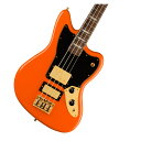 Royal Bloodのベースボーカル、マイク・カーのシグネイチャーベース登場！ Mike Kerr Jaguar Bassは、ヒットチャートを席巻するブリティッシュロックデュオRoyal Bloodの楽曲で聴くことができるマイク・カーの獰猛なトーンを提供します。 アルダーボディにスラブローズウッド指板のメイプルネックを採用し、パンチと重厚なレゾナンス、そして極太なトーンを奏でます。 コンパクトな30インチスケール長のModern “C”ネックは、そのスリムなシェイプとミディアムジャンボフレット、9.5インチラジアス指板のコンビネーションと相まって、モダンな演奏性を提供します。 Mike Kerr Jaguar Bassは、マイクのアグレッシブなリフや激情のリードプレイを再現するのに最適な高出力ハムバッカーが搭載されています。 ゴールドハードウェアとエレガントなブロックインレイが、Tiger’s BloodOrangeフィニッシュを鮮やかに引き立て、真に印象的な美しさを作り出してます。 ■付属品：ギグバッグ、メーカー保証書 ※画像はサンプルです。 製品仕様 Body Material AlderBody Finish Gloss PolyesterNeck Maple, Modern “C”Neck Finish Satin Urethane with Gloss Urethane Headstock FaceFingerboard Rosewood, 9.5” &#40;241 mm&#41;Frets 20, Medium JumboPosition Inlays White Pearloid Block &#40;Rosewood&#41;Nut &#40;Material/Width&#41; Synthetic Bone, 1.5” &#40;38.1 mm&#41;Tuning Machines Vintage-Style Open-BackScale Length 30” &#40;762 mm&#41;Bridge 4-Saddle HiMass Vintage-Style BassPickguard 3-Ply BlackPickups Fender Custom Humbucking &#40;Bridge&#41;, Fender “Wide Range” Humbucking Bass &#40;Middle&#41;Pickup Switching 3-Position ToggleControls Master Volume, Master ToneControl Knobs Black PlasticHardware Finish GoldStrings Nickel Plated Steel &#40;.040-.095 Gauges&#41;Case/Gig Bag Deluxe Gig Bag with Tiger Embroidery &#40;Leopard Print Interior&#41;