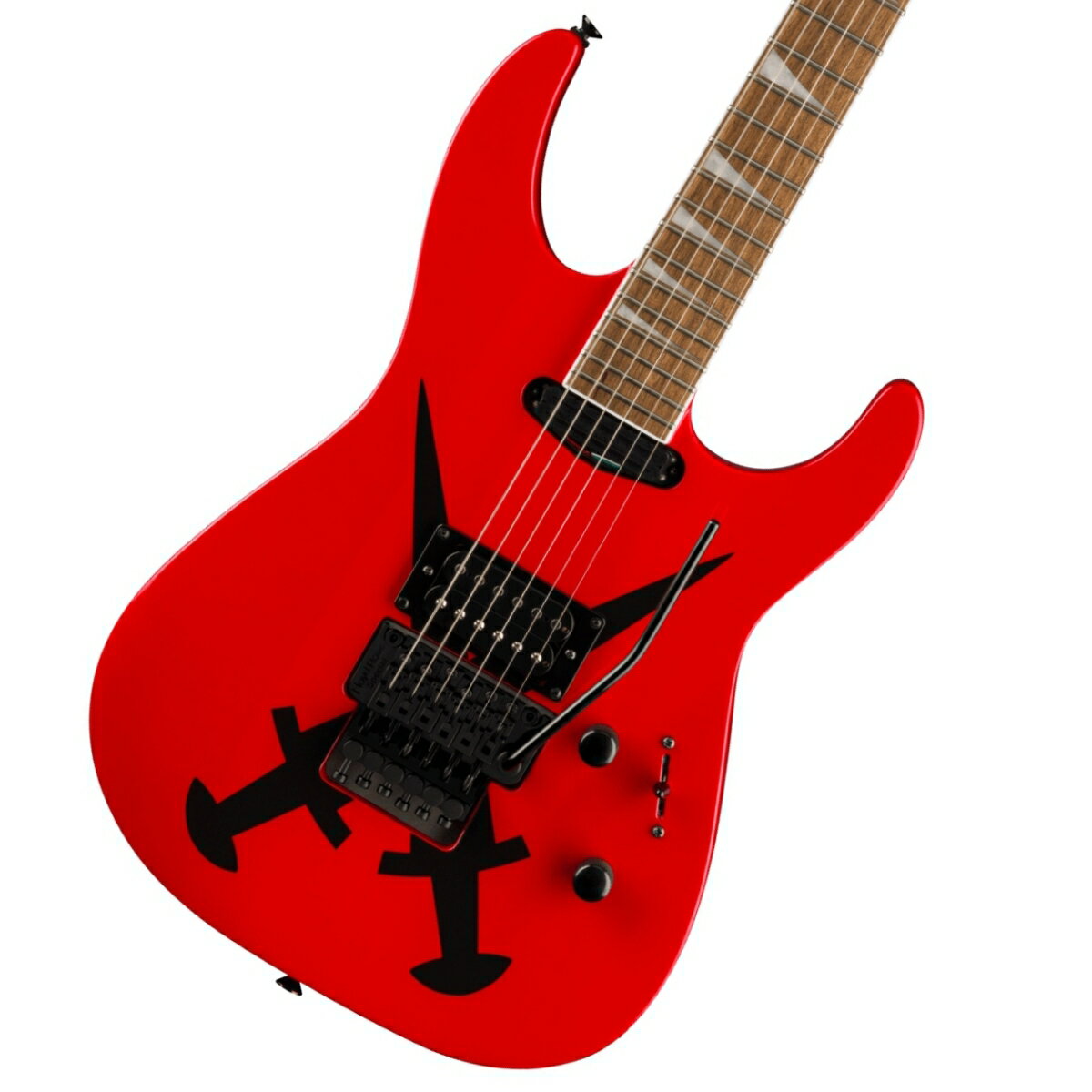 ジャクソンより双剣を冠した紅の六弦爆誕！ Jackson XシリーズSoloistモデルは速弾きに対応するパフォーマンスと快適さを兼ね備えた、お求めやすい価格帯の製品です。 Jackson X Series Soloist SL1A DXは、現代のスレッダーたちに求められる多彩な特徴を装備した、ダブルカッタウェイデザインのギターです。 ポプラボディが人間工学に基づいてデザインされ、スカーフジョイントと内蔵グラファイト補強ロッドを採用したメイプルスルーネックを備えています。 24本のジャンボフレットを配した12〜16インチコンパウンドラジアス仕様のバウンドローレル指板は、ナット部からハイポジションに向かうにつれて徐々にフラットになっていく形状が特徴で、ネック全長にわたりコード弾きからソロプレイまで、快適な演奏が可能です。 Jackson高出力ブリッジハムバッカーと、レールスタイルのネックピックアップはクランチ感のあるフルボディトーンを奏で、3ウェイブレードピックアップスイッチと1ボリューム、1トーンといったコントロール類により、アグレッッシブなリズムプレイからリードプレイまで対応する幅広いサウンドメイキングが可能です。Floyd Rose Specialダブルロッキングトレモロが、大胆なアーミングを行なってもチューニングの安定性を堅牢に維持します。 付属品：ソフトケース、トレモロアーム、メーカー保証書 ※画像はサンプルです。 製品仕様 Body Material Poplar Body Finish Gloss Neck Maple, Neck-Thru Neck Finish Gloss Color Matched Fingerboard Laurel, 12” to 16” Compound Radius &#40;304.8 mm to 406.4 mm&#41; Frets 24, Jumbo Position Inlays Pearloid Sharkfin Nut &#40;Material/Width&#41; Floyd Rose Special Locking, 1.6875” &#40;42.86 mm&#41; Tuning Machines Jackson Sealed Die-Cast Scale Length 25.5” &#40;64.77 cm&#41; Bridge Floyd Rose Special Double-Locking Tremolo &#40;Recessed&#41; Pickups Jackson High-Output Humbucking &#40;Bridge&#41; Jackson High-Output Mini Rail Humbucking &#40;Neck&#41; Pickup Switching 3-Position Blade Controls Volume, Tone Control Knobs Black Dome Style Hardware Finish Black Strings Nickel Plated Steel &#40;.009-.042 Gauges&#41; Case/Gig Bag Softcase