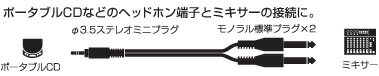 audio-technica / Line Cable ATL462A 3.0m ステレオミニプラグ / モノラル標準プラグ×2