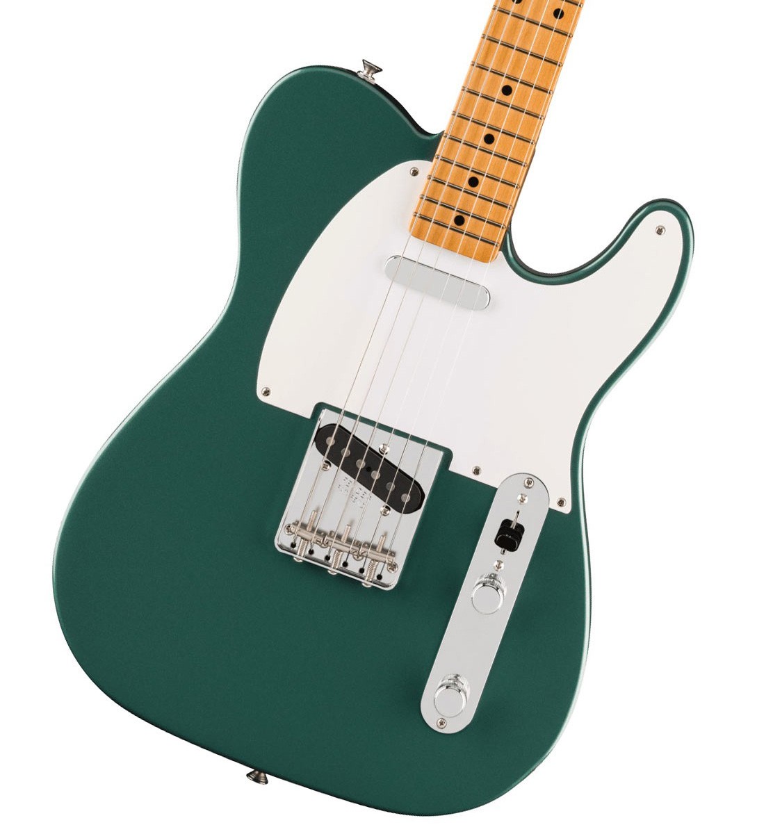 Fenderのトーン、ルックス、フィールを年代別に忠実に再現した『Vintera III』シリーズ Vintera IIIシリーズは、50年代、60年代、70年代の象徴的なFenderギターのルックス、フィール、そしてトーンを忠実に再現した、細部までこだわったヴィンテージ復刻モデルをラインナップしています。 Vintera III Late '50s Telecasterは、アッシュまたはアルダーボディに、1ピースのメイプルネックとメイプル指板を組み合わせ、パンチとクリアな明瞭度を備えた、紛れもないフェンダーサウンドを生み出します。オーセンティックな50年代後期の“V”シェイプネックは、手に自然に馴染む、どこか懐かしい弾き心地を提供。7.25インチラジアス指板とヴィンテージトールフレットが、抜群の快適性と優れた演奏性を実現します。 サウンドの要となるピックアップには、丁寧に作り込まれた50年代後期仕様のヴィンテージスタイルシングルコイルを2基搭載し、Fenderサウンドを確立したブライトでエッジの効いたトーンを余すことなく表現します。ヴィンテージスタイルの3スチールバレルサドルブリッジは50年代らしいトゥワングトーンを生み出します。ヴィンテージスタイルの様々なディテールがクラシックな美しさをエンハンスし、当時に忠実なチューニングマシンが高いチューニング精度を実現します。 Vintera IIIに注ぎ込められた細部のすべてがFenderの歴史を語り、本格的なヴィンテージスピリットと伝説的なサウンドを提供します。 主な特徴 アルダーまたはアッシュボディ 7.25インチラジアスのメイプル指板とヴィンテージトールフレットを採用した1ピースメイプルネック 50年代後期の“V”シェイプネック 50年代後期仕様のヴィンテージスタイルピックアップ ヴィンテージスタイルの3スチールバレルサドルブリッジ ヴィンテージスタイルチューニングマシン 当時の仕様を忠実に再現したディテール ※画像はサンプルです。 付属品：ソフトケース、調整用レンチ、メーカー保証書 主な仕様： Body Material AlderBody Finish Gloss PolyesterNeck 1-Piece Maple, Late ‘50s “V”Neck Finish Gloss UrethaneFingerboard 1-Piece Maple Neck, 7.25” (184.1 mm)Frets 21, Vintage TallPosition Inlays Black Dot (1-Piece Maple Neck)Nut (Material/Width) Bone, 1.650” (42 mm)Tuning Machines Fender Vintage-StyleScale Length 25.5” (648 mm)Bridge 3-Saddle Vintage Style Tele with Barrel Steel SaddlesPickguard 1-Ply WhitePickups Vintage-Style Late ‘50s Single-Coil Tele (Bridge), Vintage-Style Late ‘50s Single-Coil Tele (Neck)Pickup Switching 3-Position Blade Position 1. Bridge Pickup, Position 2. Bridge and Neck Pickups, Position 3. Neck PickupControls Master Volume, Master ToneControl Knobs Knurled Flat-TopHardware Finish Nickel/ChromeStrings Fender USA 250L Nickel Plated Steel (.009-.042 Gauges), PN 0730250403Case/Gig Bag Included Deluxe Gig Bag