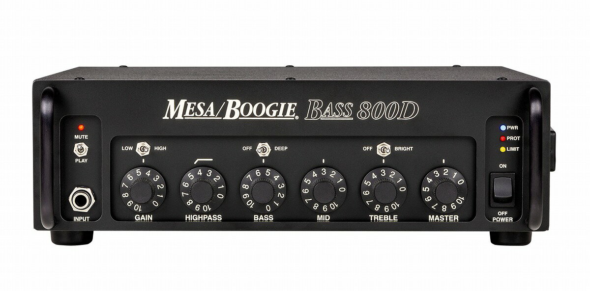 新世代のベーシストに贈る、ブギー・ベース・トーン 名機が進化を遂げました！MESA/Boogie Bass 400+は、同社の長い歴史を誇る真空管ベースアンプ・ラインナップの最高峰モデルとして、80年代から90年代にかけて、ブティック・クラスの真空管ヘッドアンプでサウンドのアップグレードを求めるプレイヤーたちから絶大な支持を集めました。極めて音楽的な真空管プリアンプ、強力な7バンド・グラフィックEQ、12本の6L6管を搭載した圧倒的な出力セクション、そして瞬時にピッチ、パンチ、パワーを供給する電源部を備えたこのアンプは、素晴らしいベース・トーンを約束するものでした。 ジャズからR&B、ファンク、ブルース、さらにはスタジアム・ロックに至るまで、トップアーティストたちがステージやスタジオでのサウンドの要としてBass 400+を??選びました。その理由は、輪郭の際立ったアタック、明瞭なピッチ、そしてバンドを力強く牽引するような、ダイナミックで刺激的なサウンドにありました。そして今、この名機が現代のニーズに合わせて進化しました。オリジナルの持つニュアンス豊かなトーンはそのままに、かつての課題であった巨大なサイズや重量を解消し、現代のベーシストに最適な仕様へと生まれ変わったのです。 MESA/Boogie Bass-800Dは、名機「Bass 400+」のサウンドと特性を継承しつつ、高い評価を得ているベースアンプ・シリーズ「Subway」の要素を融合させた、クラスDパワーアンプ搭載モデルです。その真空管プリアンプ部は、「Bass 400+」の設計思想や構成に加え、人気モデル「Subway TT-800」のチャンネル・トポロジー（回路構成）を採用しています。さらに、ゲインの増強や細かな調整を施すことで、より温かみがありダイナミックな真空管サウンドを実現し、音楽的な響きを持つオーバードライブ・サウンドも得られるよう進化しました。 「Bass 400」に搭載されていたグラフィックEQは廃止され、代わりに「Subway」シリーズでプレイヤーに支持されているボイシング・オプションを、シンプルかつ実用的なスイッチで切り替えられる仕様に変更されました。具体的には、プリアンプ・ゲイン（Low/High）、Deep、Bright（バイパス機能付き）の各スイッチをフロントパネルに配置。グラフィックEQのような煩雑な調整をすることなく、素早く的確に好みのサウンド・キャラクターを作り出すことが可能です。これらの機能に加え、ミックスを濁らせたりオーバードライブのまとまりを損なったりする不要な超低域（サブロー）を調整できる、定評ある可変式ハイパス・フィルターも搭載しています。 オリジナルモデルからさらに進化した点として、speakONタイプのロック式スピーカー端子、様々なキャビネットに対応する2/4/8Ω切り替え可能なインピーダンス設定、ヘッドフォン出力、ミュート用フットスイッチ端子、Aux InおよびTuner Out端子、そして便利なUSB電源端子などが挙げられます。 Bass 400+が誇る象徴的な真空管トーンと温かみのある音楽的なキャラクター、そしてオーバードライブの可能性を、Subwayシリーズの最上位クラスDモデルが持つ圧倒的なパワー、明瞭さ、正確さと融合させました。これらすべての魅力を、コンパクトかつ軽量で持ち運びやすいヘッドアンプに凝縮。移動時の腰への負担や、ライブ会場への道中で愛車の内装を傷つけてしまうといった心配も無用です。 MESA/Boogie Subway Bass-800Dは、象徴的な真空管プリアンプ・デザインとBoogieならではのベース・トーンをベーシストに提供します。それは、プレイヤーとして私たちが共有する音楽的創造性を尊重し、さらなるインスピレーションを与えるものです。 ■Specifications 製品タイプ：アンプヘッド 寸法：高さ4 × 幅12 × 奥行き11 3/8インチ（高さ10.16 × 幅30.48 × 奥行き28.89cm） フットスイッチで操作可能な機能：ミュート モード／ボイシング／スタイル：ロー／ハイ・ゲイン入力、およびディープ／ブライト・トーン・コンター ワット数：800 Watts @ 4 or 2 Ohms/400 Watts @ 8 Ohms 重量：6.7 lbs | 3.04 kg ※画像はサンプルです。