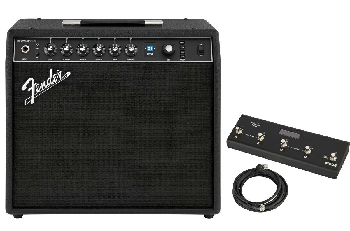 【2/18限定！エントリーでポイント10倍！】Fender / Mustang LTX50 ［Bluetooth搭載］+ LTX-5 Footswitch 純正フットスイッチセット フェンダー LTX-50 50W ギターコンボアンプ【YRK】