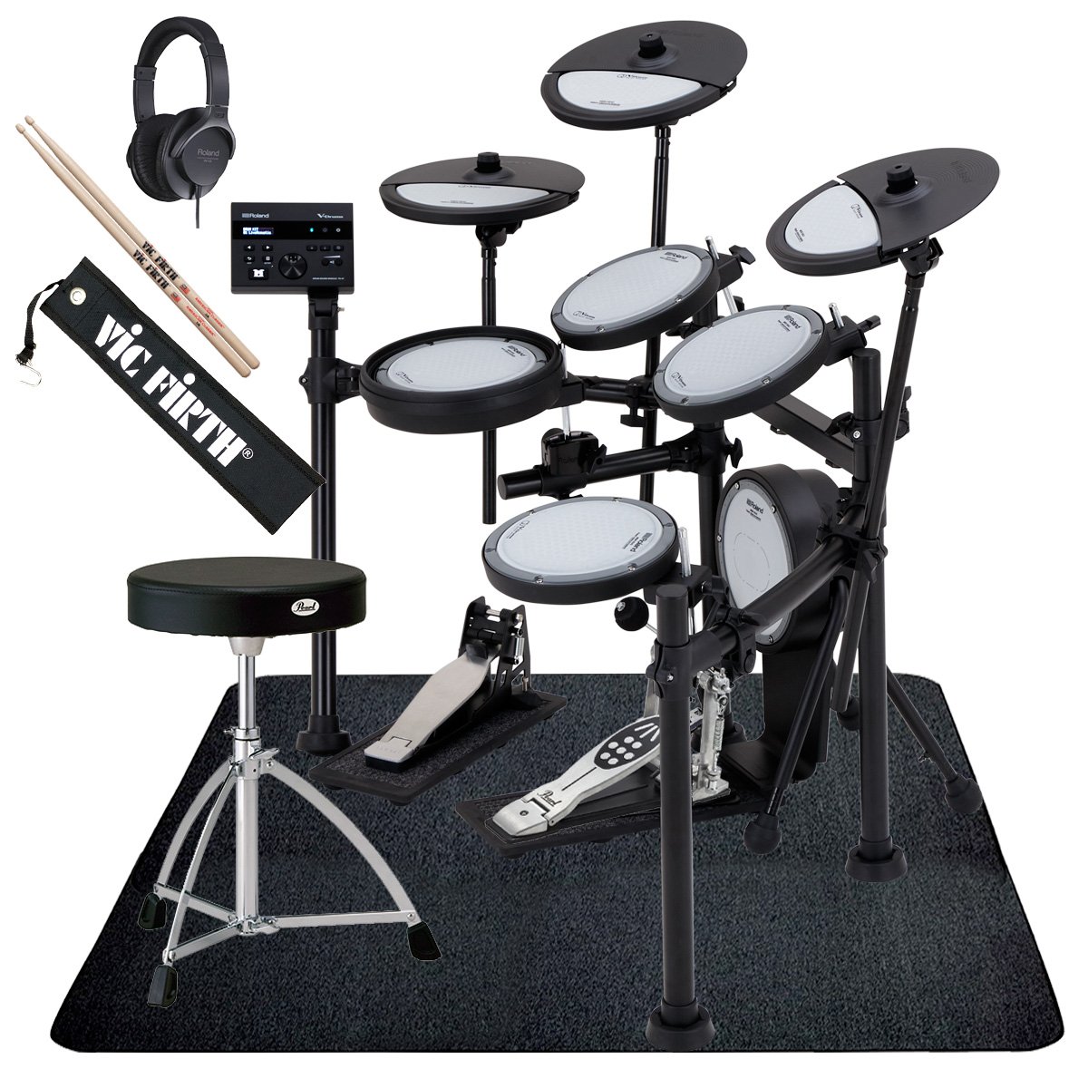 Roland / VQD106 PEARLのキックペダルとイスを採用したフルセット w/SELVAドラムマット【PNG】