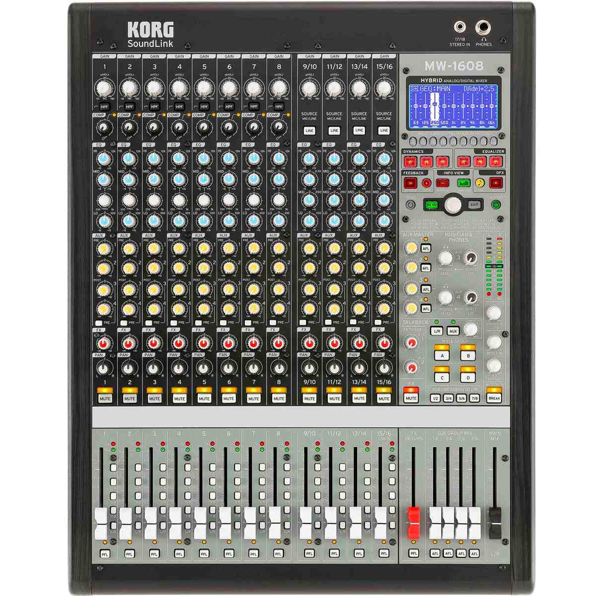 【あす楽対象商品】KORG コルグ / MW-1608BK 16チャンネル ハイブリッド/アナログミニコンソール