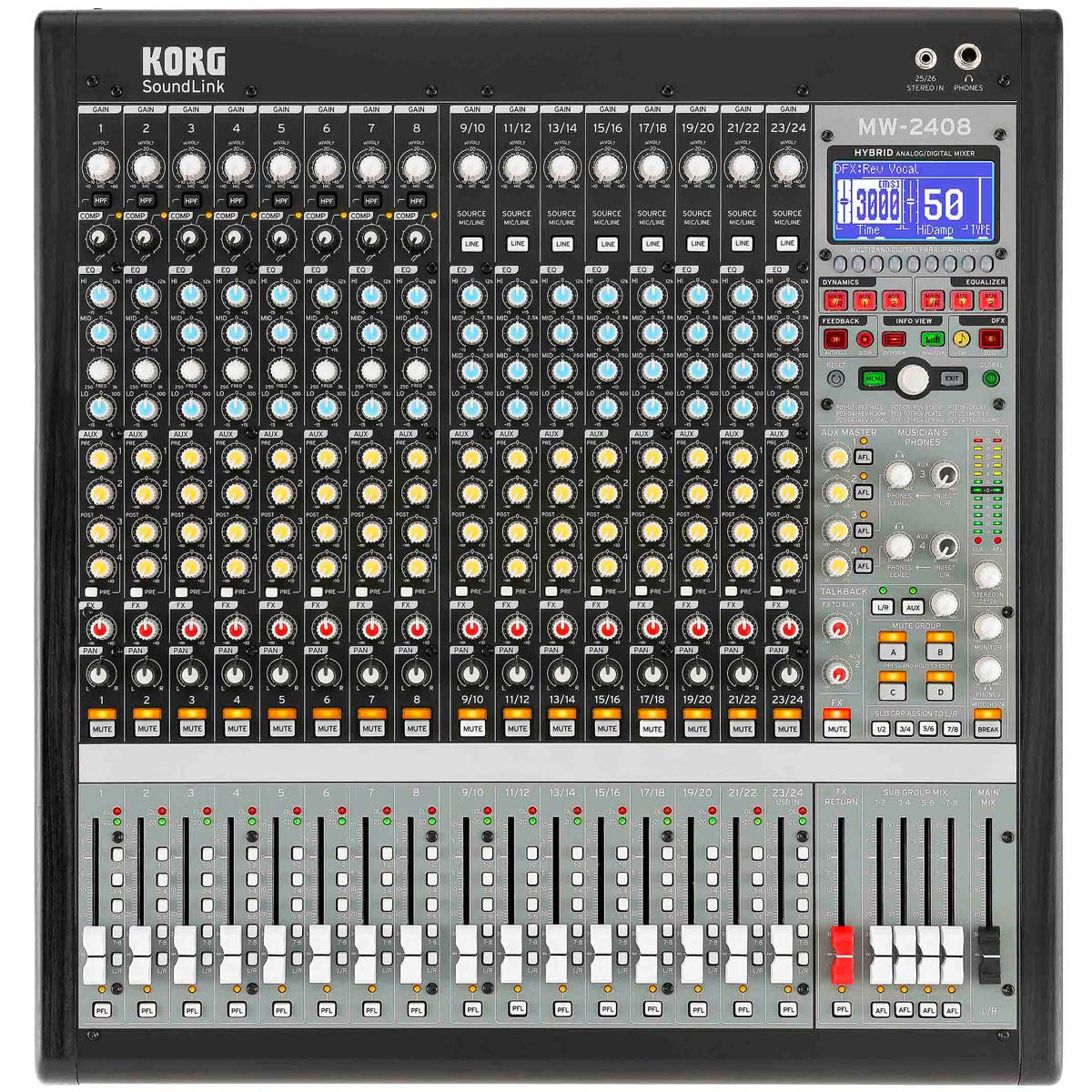 【あす楽対象商品】KORG コルグ / MW-2408 BK 24チャンネル ハイブリッド/アナログミニコンソール