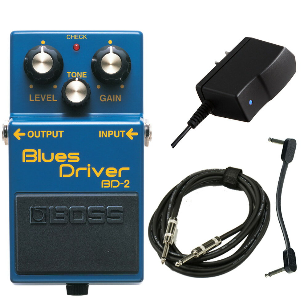 【あす楽対象商品】BOSS / BD-2 Blues Driver AC安心スタートセット -純正ACアダプターPSA100S2 ギター用ケーブル パッチケーブル-【YRK】