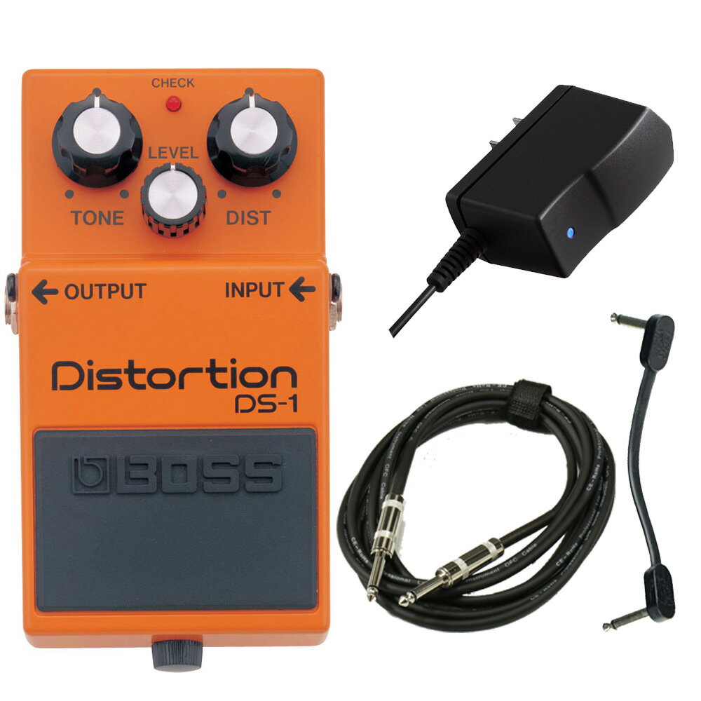 【あす楽対象商品】BOSS / DS-1 Distortion AC安心スタートセット -純正ACアダプターPSA100S2 ギター用ケーブル パッチケーブル-【YRK】