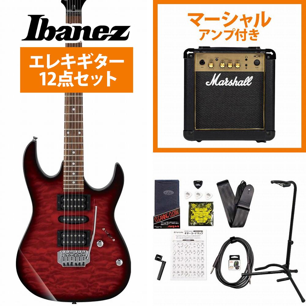 Ibanez / GRX70QA-TRB Transparent Red Burst GIO Series アイバニーズ 入門用 豪華なキルトトップ MarshallMG10アンプ付属エレキギター初心者セット《+4582600680067》