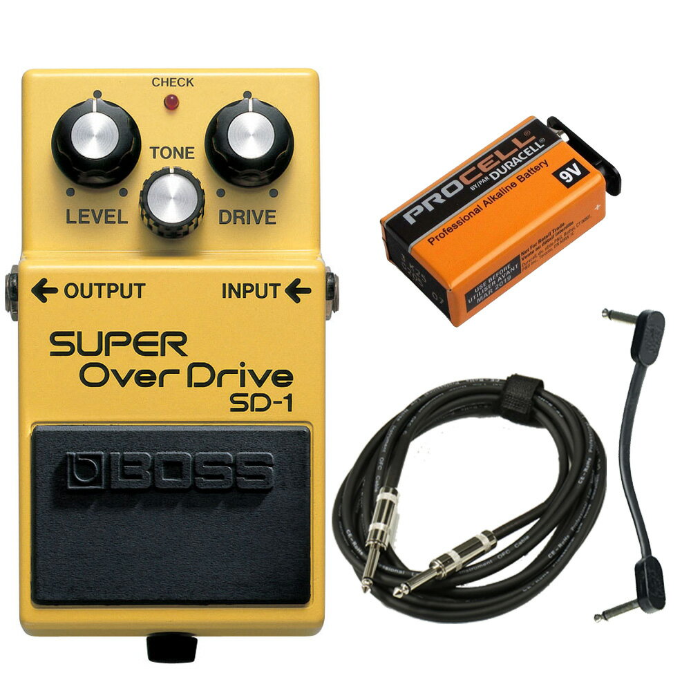 【あす楽対象商品】BOSS / SD-1 Super Over Drive スターターセット -アルカリ9V電池、ギター用ケーブル、パッチケーブル-【YRK】《WAZA CRAFTデザイン2024卓上カレンダープレゼント！/+2100000585601》