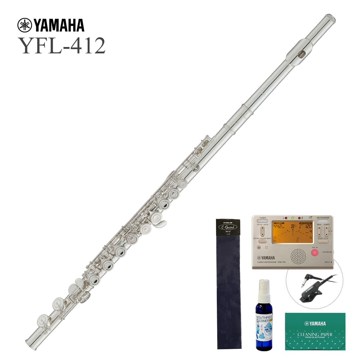 YAMAHA / YFL-412 ヤマハ Eメカ付 管体銀製 《チューナーマイクセット》《倉庫保管新品》《出荷前調整》