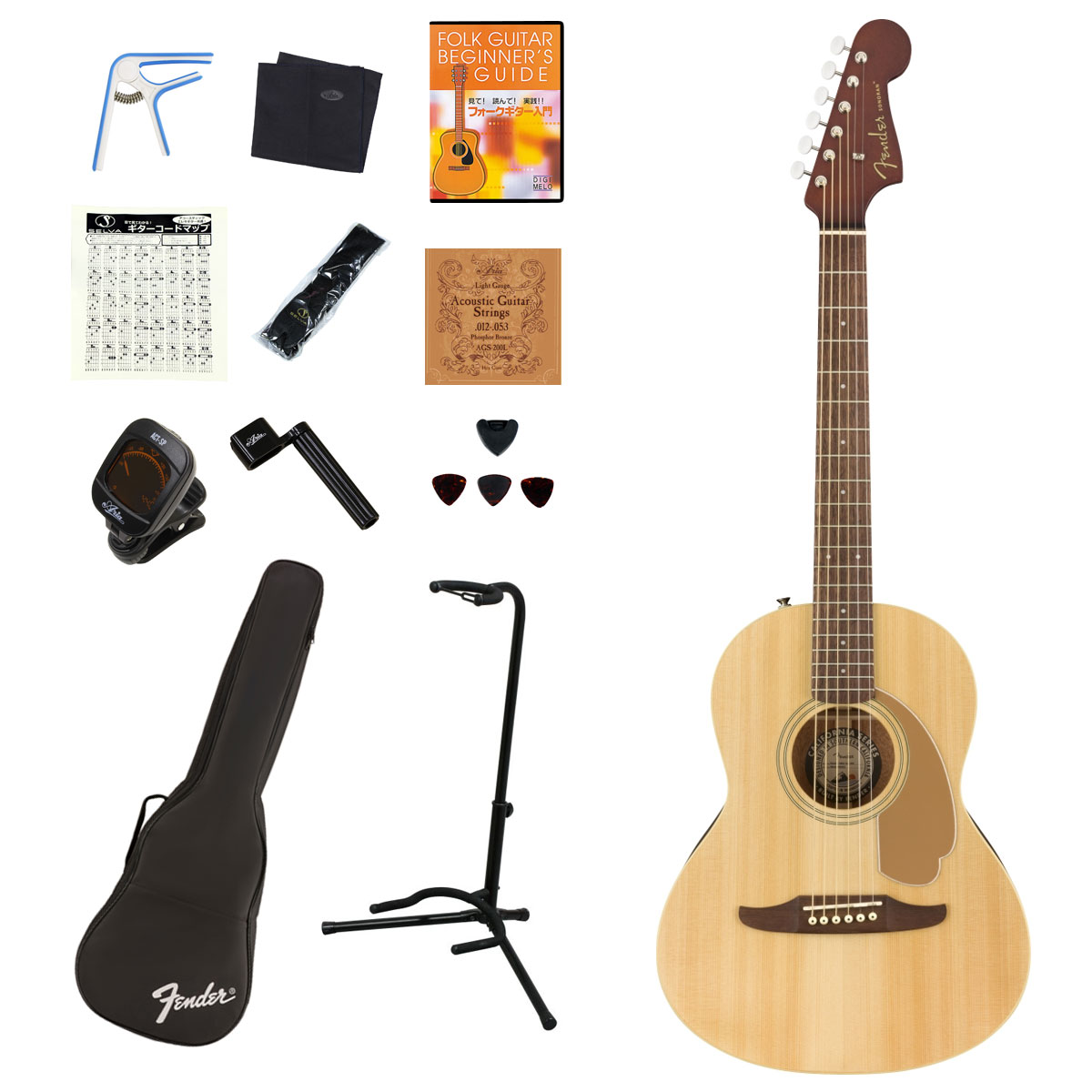 Fender / Sonoran Mini Natural 【ミニアコースティックギター14点入門セット】 フェンダー フォークギター ミニギター【YRK】 《+4582600680067》