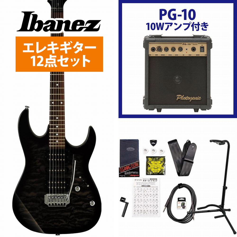 Ibanez / GRX70QA-TKS Transparent Black Sunburst GIO Series アイバニーズ 入門用 豪華なキルトトップ PG-10アンプ付属エレキギター初心者セット【YRK】《純正ストラッププレゼント!/+2100000692644》