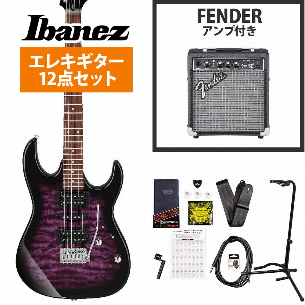 Ibanez / GRX70QA-TVT Transparent Violet Sunburst GIO Series アイバニーズ 入門用 豪華なキルトトップ FenderFrontman10Gアンプ付属エレキギター初心者セット【YRK】《純正ストラッププレゼント!/+2100000692644》