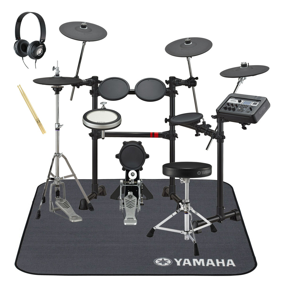YAMAHA / DTX6K2-XFS すぐに使えるメーカー純正スティックとヘッドホンとマットセット【PNG】
