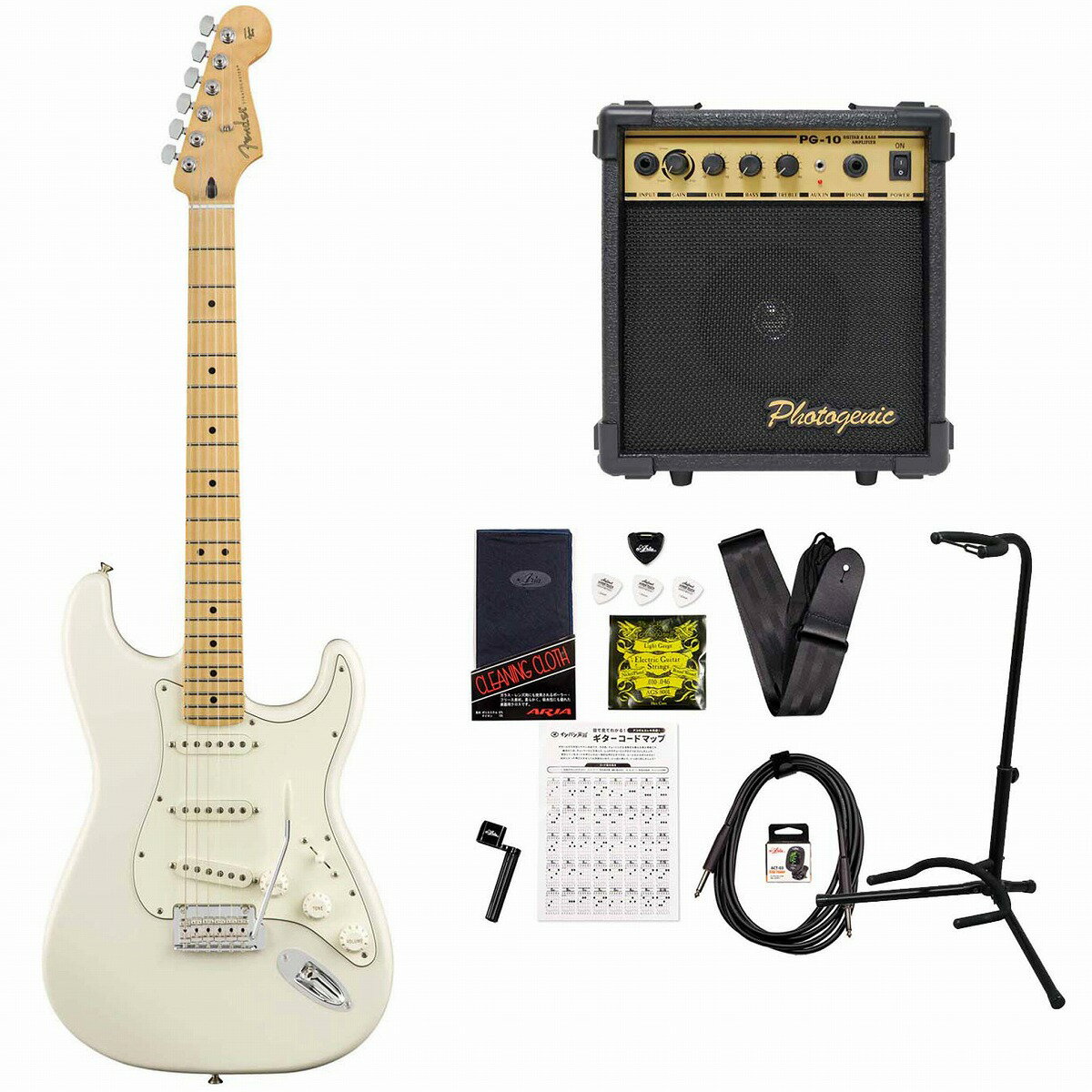 《限界突破特価!》Fender / Player Series Stratocaster Polar White Maple PG-10アンプ付属エレキギター初心者セット《+4582600680067》