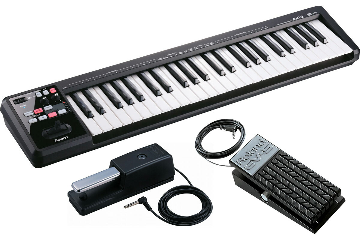 【あす楽対象商品】Roland / A-49 BK ダンパーペダル DP-10 エクスプレッション ペダル EV-5 セット！ 49鍵MIDIキーボード(A49)【PNG】