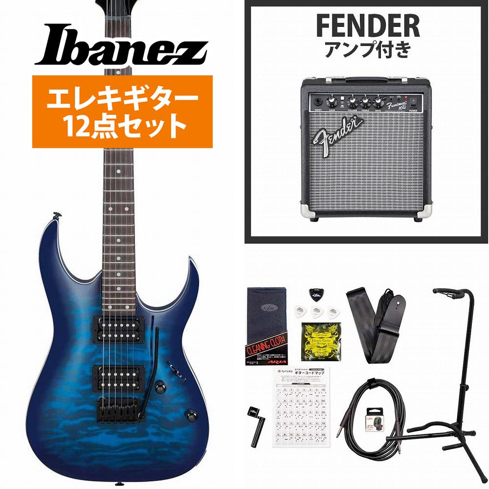 Ibanez / Gio Series GRGA120QA-TBB (Transparent Blue Burst)  FenderFrontman10Gアンプ付属エレキギター初心者セット《+4582600680067》《純正ストラッププレゼント!/+2100000692644》