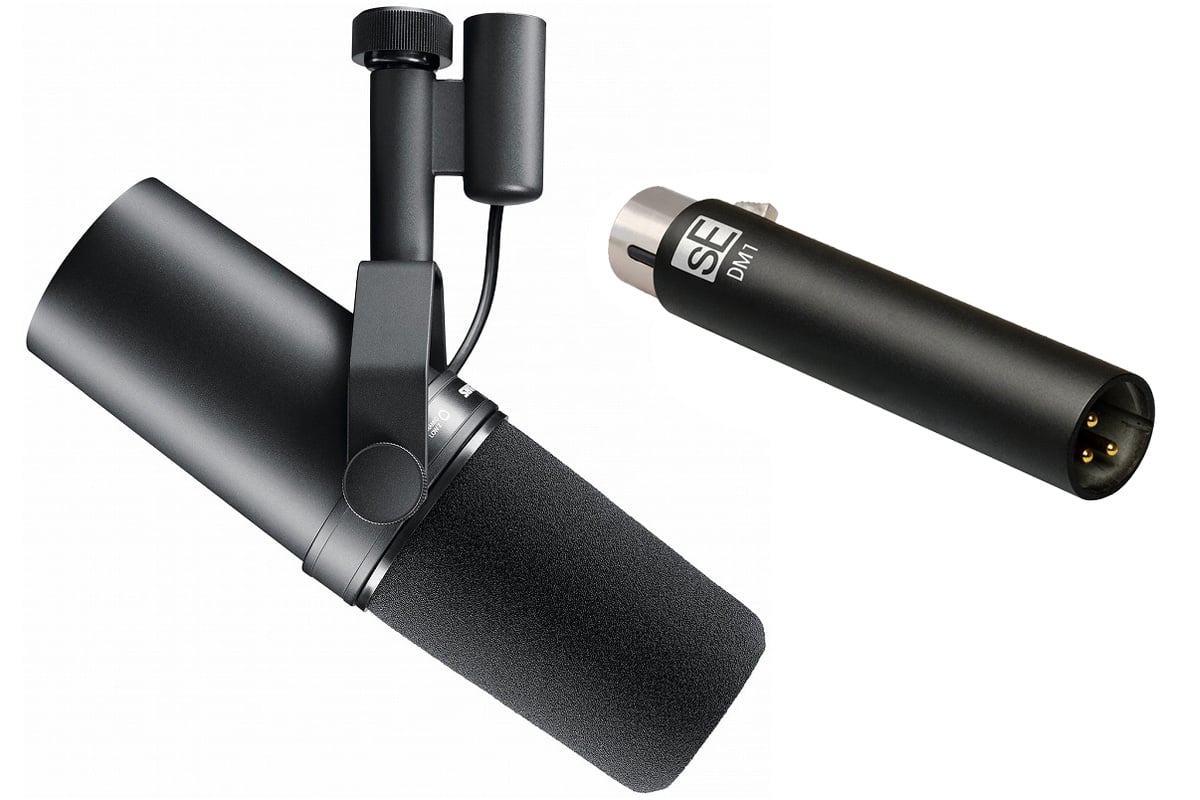 SHURE シュア / SM7B スタジオマイクロフォン ダイナミックマイク 滑らかに広がるフラットかつワイドな周波数特性を備えたダイナミック型マイクロホン SM7Bは、滑らかに広がるフラットかつワイドな周波数特性を備えたダイナミック型マイクロホンで、あらゆるプロオーディオシーンでの音楽やスピーチの収音に最適です。 製品の特長 ・フラットで伸びやかに広がる周波数特性により、音楽とスピーチの両方において、他に類を見ない明瞭かつ自然な音質を再現します ・応答特性設定のグラフィックディスプレイによる、低音域ロールオフ、ミッドレンジ強調 (プレゼンスブースト) といったコントロールが可能 ・電磁ハムノイズに対する遮蔽性の向上により、コンピュータモニターによって生じる放送干渉をシャットアウト ・内蔵「エア・サスペンション式」衝撃アイソレータにより、メカニカルノイズの伝達を事実上完全に排除 ・ボーカルやナレーションの近接収音時でも、突発的なブレスノイズに対する保護対策を追加する必要がまったくない、高性能なポップフィルタを搭載 ・取り外し可能なA7WSウィンドスクリーンを標準装備。破裂音を抑え、近接収音時にも温かみのあるボーカルを再現 ・ヨークマウントには、取り付け/取り外しが簡単な締め付けスタンドナットが採用されており、マイクロホン位置の正確なコントロールが可能 ・均一な周波数を持つ、軸対称な伝統のカーディオイド指向特性が、最大限のセパレーションを実現すると同時に、収音軸を外れたときの音質劣化を最小限に抑制 ・頑丈な構造と優れたカートリッジ保護により、卓越した信頼性を実現 [製品仕様] 形式: ダイナミック 指向特性パターン: カーディオイド 最低再生周波数帯域: 50 Hz 最大再生周波数帯域: 20 KHz 感度 (dBV/Pa): -59,0 dBV/Pa 感度 (mV/Pa): 1,12 mV/Pa 質量: 765 g 付属アクセサリー：スイッチカバープレート、近接用ウインドスクリーン sE Electronics エスイーエレクトロニクス / DM1 DYNAMITE アクティブラインプリアンプ パッシブ・マイクに爆発的なレベルを マイクをもっとゲインアップしたい？そんな時、すべてのプリアンプでベストな結果を得られるわけではありません。DM1 DYNAMITE は非常にスリムなアクティブ・インライン・プリアンプで、あらゆるパッシブ・マイク（ダイナミック/リボン）に +28 dB のクリーンでトランスペアレントなゲインをもたらします。 洗練されたクラスA設計と特別に選定されたFETによって、DM1 の出力インピーダンスは非常に低く、市販されている他の製品のノイズの半分近くとなります。加えて、特化されたバッファアンプにより、安定した 28 dB のゲインを得られます。 DM1 は、干渉の可能性を抑えながら、ノイズや色付けを加えることなく、パッシブ・マイクからの信号をブーストします。 スリムでありながら酷使にも耐えられるよう設計された金属製のシャーシ、堅牢な構造、そして高い製造管理基準により、要求の厳しいステージにおいても信頼性が確保されています。 負荷に依存しない、+28 dB のクリーンかつ安定したゲイン ニュートラルでバランスのとれたサウンドクオリティのための設計 パッシブ・マイクの信号をブーストするベストなツール 接続負荷に関係なく一貫して維持されるゲイン 適切なゲインステージングのために大幅に改善されたレベルをマイクプリアンプへ提供 ?洗練されたクラスA電子回路 洗練されたクラスA電子回路とハイグレードのFETが超低ノイズを実現 ソース本来の音質に忠実なトランスレス設計 クラス内で最も低ノイズ 専用の出力バッファアンプ ロードインピーダンスやケーブルの長さとは関係なく +28 dB の出力を提供 極めて低い出力インピーダンス ケーブルを長く這わした場合でも、RF干渉、バズ、ハム等の影響を軽減 スリムでしっかりした金属製の筐体とプレミアムな仕上げ あらゆる電気的干渉およびノイズを効率的に排除 高い品質の仕上げと金メッキされたXLRコネクタにより、信頼性の高い信号接続を実現 スリムなデザインにより、スタジオやステージで簡単にセッティングが可能 仕様 周波数レンジ : 10 Hz - 120,000 Hz (-0.3 dB) ゲイン : 28 dB (負荷 1kΩ) 最大出力レベル (0.5% THD) : 8.3 dBV (2.6 V) 出力ノイズレベル : 9 μV (JIS-A) 動作電源 : ファンタムパワー 48V（IEC 61938 準拠）* インピーダンス : 135Ω 推奨負荷インピーダンス : 1kΩ以上 消費電流 : 3.0 mA コネクタ : XLR 3ピン 外形寸法 : 19 mm（直径）x 95.5 mm（長さ） 本体重量 : 80 g 仕様は予告なく変更となる場合があります。 *ご注意ください DM1 は、パッシブ・マイク（ダイナミックやリボン）用の製品です。ファンタム電源を必要とするマイク（コンデンサーやアクティブリボン）にはお使いいただけません。 DM1 を駆動させるためには、48Vファンタム電源を供給するプリアンプ/ミキサー／オーディオインターフェイスが別途必要です。