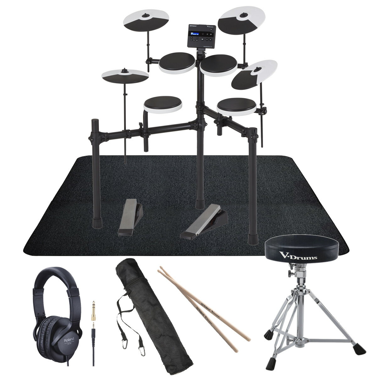 【あす楽対象商品】Roland / TD-02K 3シンバル拡張 すぐに使えるスターターセット (純正ドラムイス採用) SELVAマット付き【PNG】のサムネイル