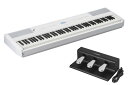 本格的なピアノクオリティと便利な機能を備えた、Pシリーズ最上位モデル グランドピアノのタッチに迫る木製鍵盤と世界に誇る2つのコンサートグランドピアノ音を搭載、ライブパフォーマンスにも最適なハイクオリティな電子ピアノ。 P-525は、自然な弾き心地と美しいサウンド、充実した鍵盤楽器の音色を搭載したPシリーズのフラッグシップモデルです。 ピアノ音色は、世界に誇る2つのコンサートグランドピアノ、「ヤマハCFX」と「ベーゼンドルファー インペリアル」の音色を搭載しています。 鍵盤は「グランドタッチ-エス(TM)鍵盤　木製鍵盤」を採用し、グランドピアノのような弾き心地を再現しています。 また、お好みの設定を登録・呼び出しできる「レジストレーションメモリー機能」など、ライブパフォーマンスに便利な機能を搭載し、ステージピアノとしてもお使いいただけます。 こんな方におすすめ： ・高品質なポータブルピアノをお求めの方に ・自宅で演奏するだけでなく、ソロやバンドでステージピアノとして使いたい方に ・セカンドピアノがほしい方に グランドピアノの弾き心地を再現「グランドタッチ-エス(TM)鍵盤　木製鍵盤」 「グランドタッチ-エス(TM)鍵盤」を採用し、グランドピアノのような弾き心地を再現しています。 弾く強さ、速さの微妙な違いによる音色変化を忠実に再現し、グランドピアノのような多彩で豊かな音色で演奏できます。また、ヤマハの木製鍵盤は"むく材"を使用しており、歪みにくく耐久性に優れています。 世界に誇る2つのコンサートグランドピアノ音を、コンパクトなボディに凝縮 煌びやかな高音と力強い低音が特長のヤマハ「CFX」と、ウィンナートーンと呼ばれる温かみのあるサウンドが特長のベーゼンドルファー「インペリアル」の音色を搭載しています。 コンパクトサイズながら、世界最高峰の2つのコンサートグランドピアノの個性を存分に味わうことができます。 エレクトリックピアノ、オルガンの特徴的なサウンドを再現 エレクトリックピアノ、オルガンなど、鍵盤楽器の音色を改良しました。 70-80年代のポップミュージックに使われたエレクトリックピアノのリバーブ感や、オルガンのロータリースピーカーを使った特徴的なサウンドなどを忠実に再現しています。 ライブ演奏に便利な機能を搭載 お好みの設定を登録・呼び出しできる「レジストレーションメモリー機能」を搭載しています。音色やリズムを予め設定しておけば、演奏中でも簡単にその設定を呼び出せ、ライブパフォーマンスに便利です。 また、他の楽器と演奏するときに自分の音を力強く引き立たせる「サウンドブースト」や、音質を補正する「マスターEQ」などの機能も搭載しています。 その他の特長 アコースティックピアノの豊かな響きを最新技術で再現 グランドピアノは、膨大な数の部品の複雑な動きによって音を出します。ヤマハ独自のノウハウと技術によって、グランドピアノの機構により生まれる音を電子ピアノで再現しています。 「グランド・エクスプレッション・モデリング」という技術によって、タッチの力加減に加え、押鍵・離鍵の速さを正確に感知し、様々な音色変化をつけて演奏できます。 また、「バーチャル・レゾナンス・モデリング（VRM）」は、グランドピアノの豊かな共鳴音の響きを緻密に再現しています。 クリアで自然なサウンド 2ウェイスピーカーによって、低音から高音まですべての音域でクリアなサウンドで演奏できます。 また、スピーカーの内部構造や設置角度を見直し、心地よく音に包まれるような自然な音を実現しました。 さらに、電子ピアノとしては初めてFIRフィルターを搭載しました。FIRフィルターで音に調整を加えることで、演奏者と同じ部屋にいる人も自然で心地よい音で聴くことができます。 アプリで簡単操作 アプリ「スマートピアニスト」を使えば、さまざまな機能をスマートデバイスの画面上で直感的に操作できます。 小さな音量でも聞き取りやすいサウンド 楽器の全体音量の大小に応じて、自動的に音質を補正する「インテリジェント・アコースティック・コントロール(IAC)」を搭載しています。 小さな音量では、高音と低音の区別がつきにくい人間の耳の特性に合わせて、高音と低音の音量をわずかに上げて、聞き取りやすくしています。 P-525では、ヘッドホン使用時にもこの機能を適用できるようになりました。耳に負担がかかりにくく、ヘッドホンを長時間使用しても快適に演奏を楽しめます。 より本格的な演奏を可能にするオプションスタンド、ペダルユニット 卓上でカジュアルに演奏するだけでなく、アコースティックピアノのように本格的に演奏したいときのために、オプションスタンドL-515とオプションペダルユニットLP-1（ハーフペダル対応）をご用意しています。 ペダルユニットFC35（別売・ハーフペダル対応）、フットペダルFC3A（同梱・ハーフペダル対応）も使用可能です。 ※画像はオプションスタンドL-515と、オプションペダルユニットFC35を使用しています。 仕様 色/仕上げP-525B：ブラック　P-525WH：ホワイトサイズ幅1,336mm高さ145mm奥行き376mm質量22.0kg鍵盤数88鍵盤種グランドタッチ-エス鍵盤、木製（白鍵）、象牙調・黒檀調仕上げ、エスケープメント付きタッチ感度ハード2、ハード1、ミディアム、ソフト1、ソフト2、固定ディスプレイ種類フルドットLCDサイズ198×100ドットパネル言語英語音源/音色ピアノ音ヤマハ CFX、ベーゼンドルファー インペリアルバイノーラルサンプリング○（「CFXグランド」のみ）VRM○グランドエクスプレッションモデリング○最大同時発音数256プリセット音色数44+18ドラム/SFXキット＋480 XGボイス効果リバーブ7種類コーラス3種類マスターEQ3プリセット＋1ユーザーインサーションエフェクト12種類インテリジェントアコースティックコントロール（IAC)○ステレオフォニックオプティマイザー○SOUND BOOST3種類ファンクションデュアル○スプリット○デュオ○ファンクション 全体設定メトロノーム○テンポ5〜500トランスポーズ−12〜0〜+12チューニング414.8〜440.0〜466.8 Hz （約0.2 Hz単位）スケール7種類USBオーディオインターフェース機能44.1kHz、16bit、ステレオリズム40レジストレーションメモリー ボタン数6（×4バンク）Bluetoothオーディオ（受信）/MIDI （送受信）録音/再生（MIDI)プリセット内蔵曲数ボイスデモ21+クラシック曲50録音曲数250トラック数16データ容量1曲 約500KBフォーマット再生SMF（フォーマット0、フォーマット1）録音SMF（フォーマット0）録音/再生（オーディオ）録音時間（最大）80分/曲フォーマット再生WAV（44.1kHz,16bit,ステレオ）録音WAV（44.1kHz,16bit,ステレオ）内蔵メモリー/接続端子メモリー内蔵メモリー約1.4MB外付けメモリーUSBフラッシュメモリー接続端子ヘッドホンステレオ標準フォーン端子（×2）MIDIIN、OUTAUX INステレオミニ端子AUX OUT標準フォーン端子（L/L+R、R）AUXペダル○USB TO DEVICEタイプA端子USB TO HOSTタイプC端子（MIDI/オーディオ）DC IN16Vペダルユニット○アンプ（20W+6W）×2スピーカー（楕円（12 cm × 6 cm）+2.5cm （ドーム式））×2電源PA-300C（またはヤマハ推奨の同等品）消費電力18W（電源アダプターPA-300C使用時）オートパワーオフ○同梱品譜面台/譜面板○ペダル/フットスイッチFC3A付属品電源アダプターPA-300C（またはヤマハ推奨の同等品）その他保証書、取扱説明書、クラシック名曲50選（楽譜集）