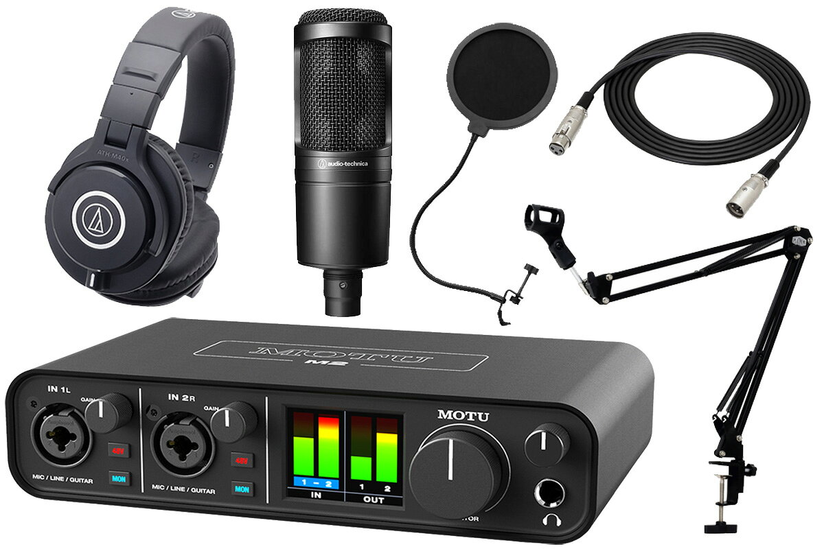Audio Interface - MOTU マークオブザユニコーン / M2 [ATH-M40x + AT2020 配信セット！] USB-Cオーディオ・インターフェース