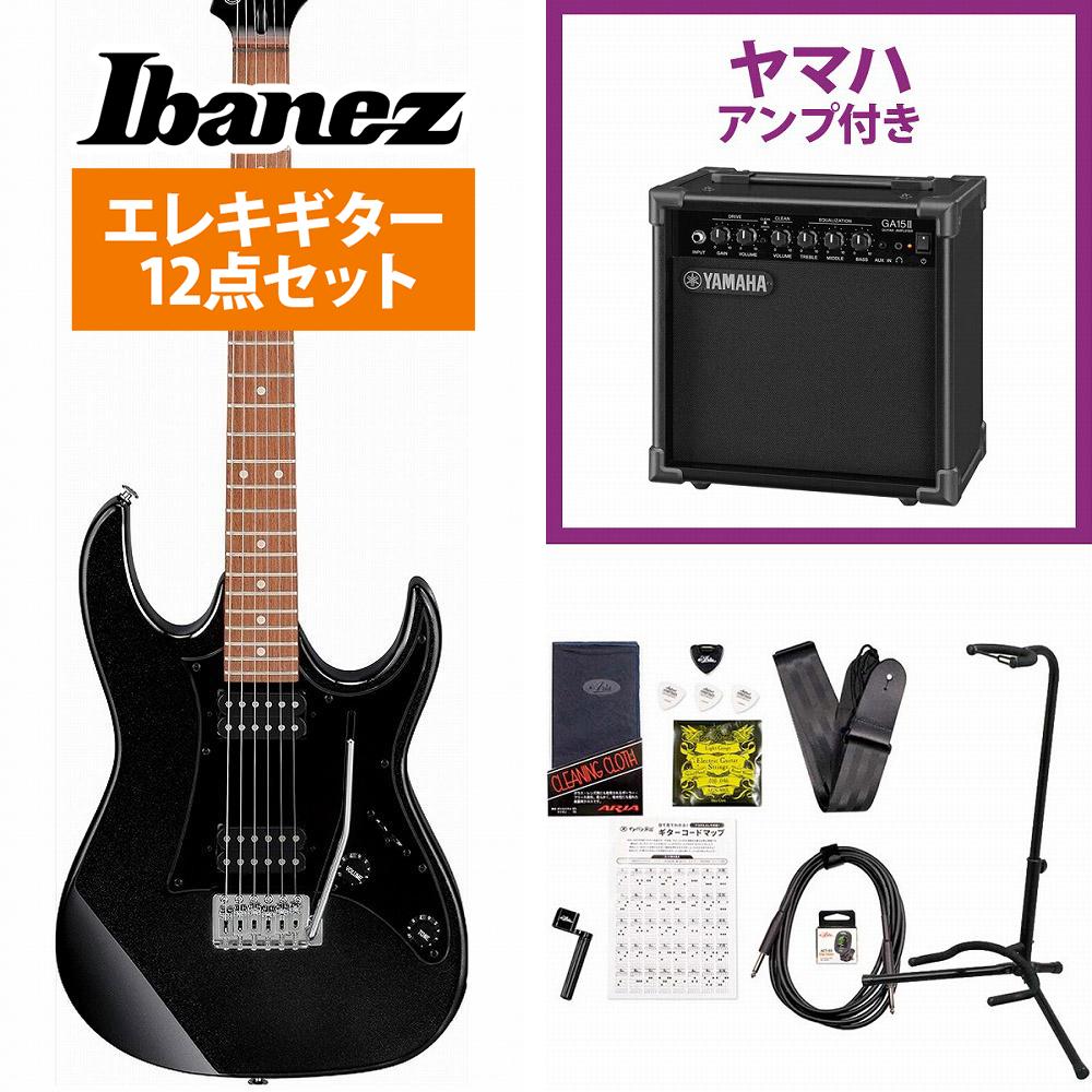 Ibanez / GRX20-BK Black Night GIO Series アイバニーズ 入門用 海外限定モデルYAMAHA GA15IIアンプ付属初心者セット《 4582600680067》《純正ストラッププレゼント / 2100000692644》