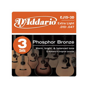 D'Addario / Phosphor Bronze EJ15-3D Extra Light 10-47 (3set pack) 【★お取り寄せ】