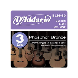 D'Addario / Phosphor Bronze EJ26-3D Custom Light 11-52 (3set pack) 【★お取り寄せ】