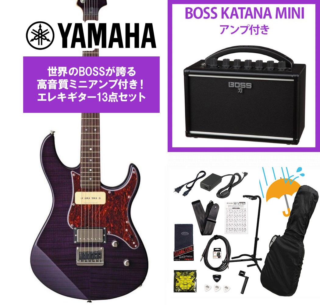 YAMAHA / PACIFICA611HFM PAC-611 TPP (トランスルーセントパープル) BOSS KATANA MINI アンプ付き13点セット！【PNG】