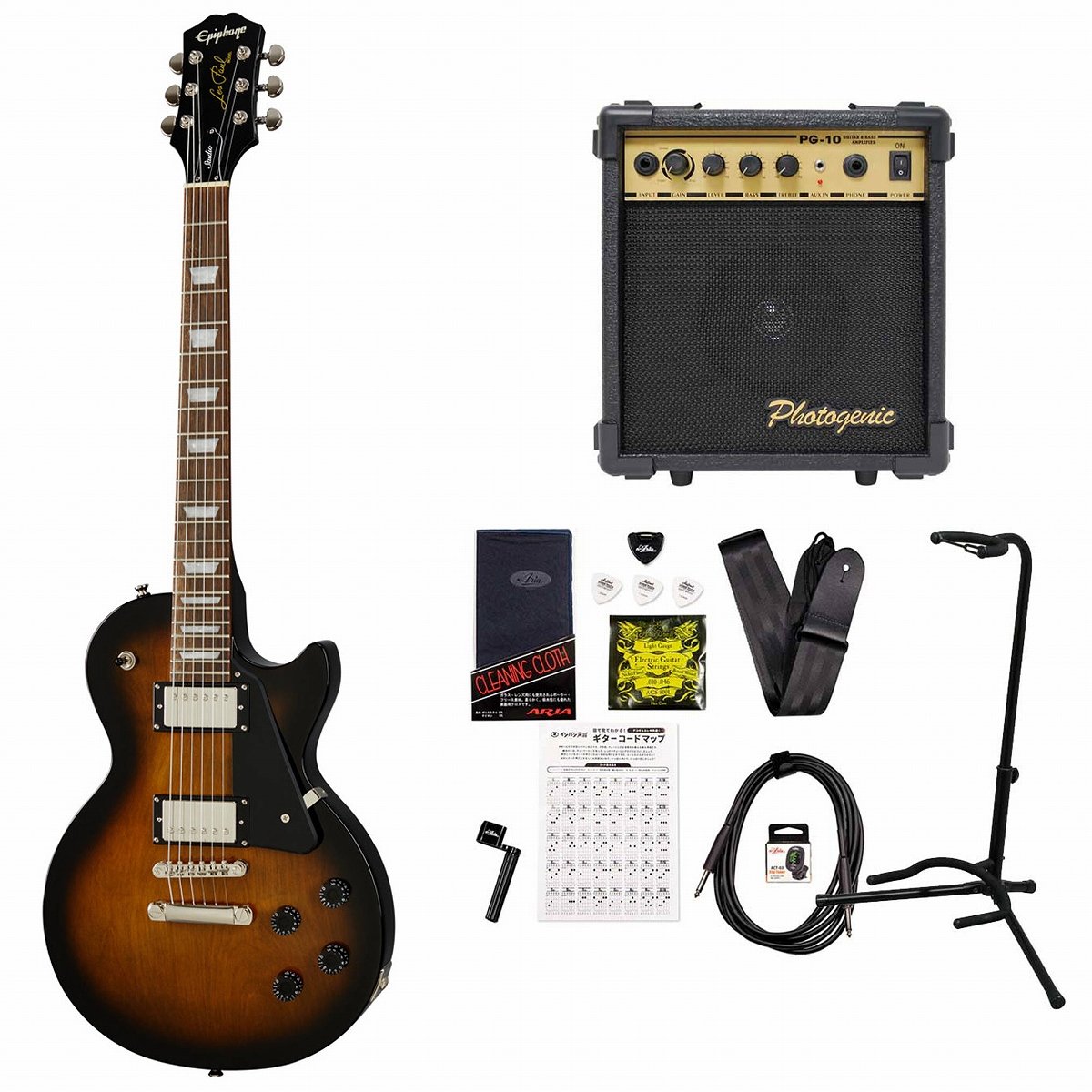 Epiphone / Inspired by Gibson Les Paul Studio Smokehouse Burst エピフォン レスポール スタジオ PG-10アンプ付属エレキギター初心者セット《 4582600680067》【YRK】