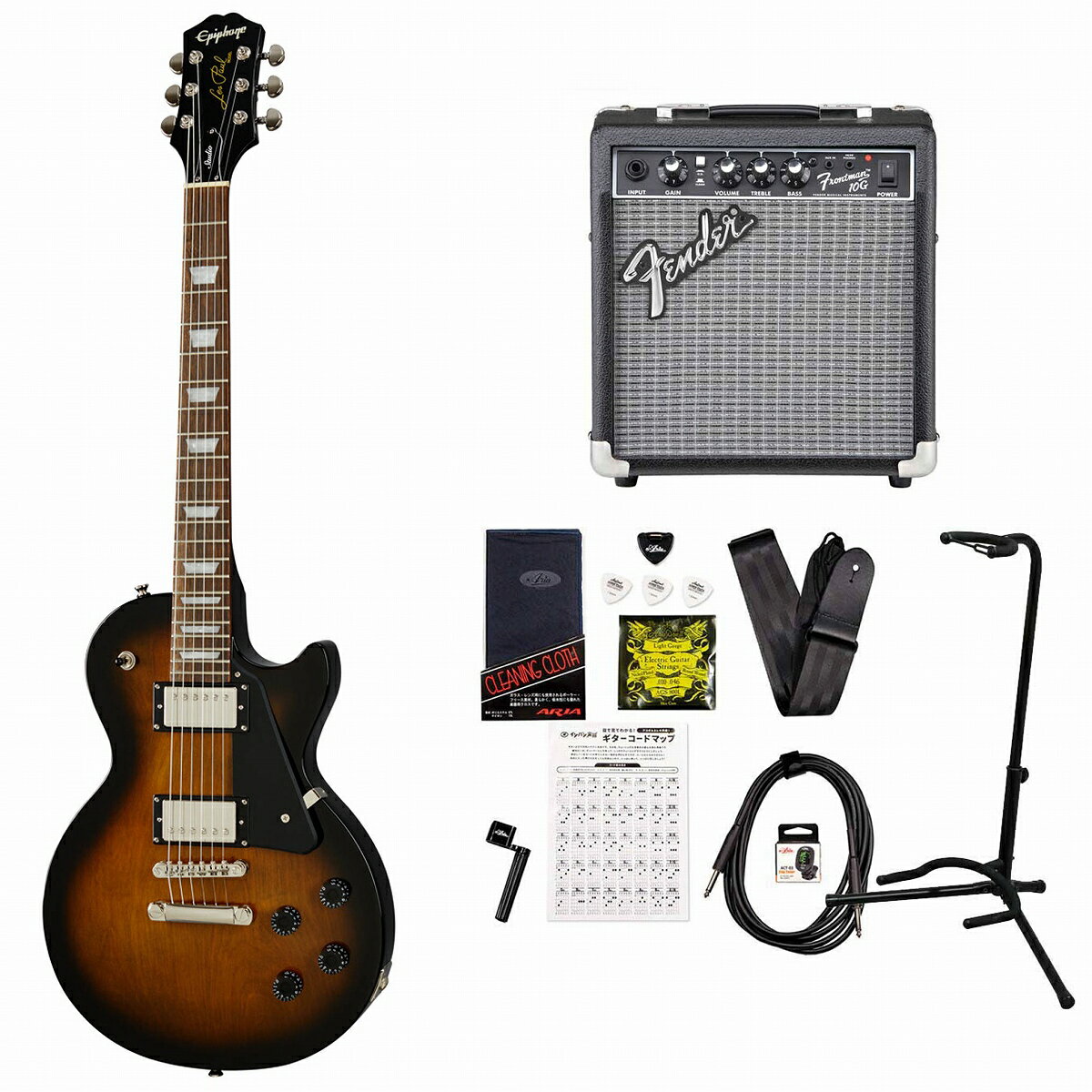 Epiphone / Inspired by Gibson Les Paul Studio Smokehouse Burst エピフォン レスポール スタジオ FenderFrontman10Gアンプ付属エレキギター初心者セット《+4582600680067》