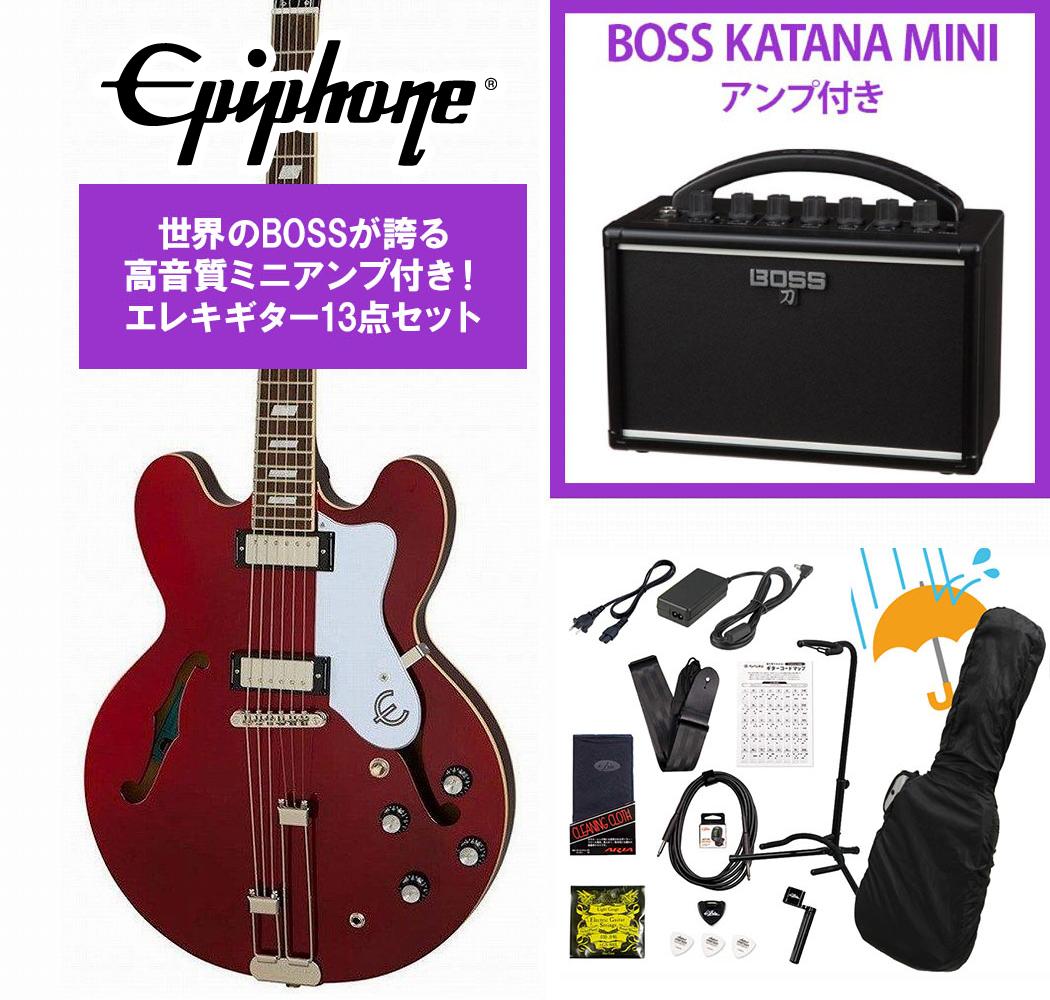 Epiphone / Riviera Sparkling Burgundy (SBU) セミアコ BOSS KATANA MINI アンプ付き13点セット！【YRK】