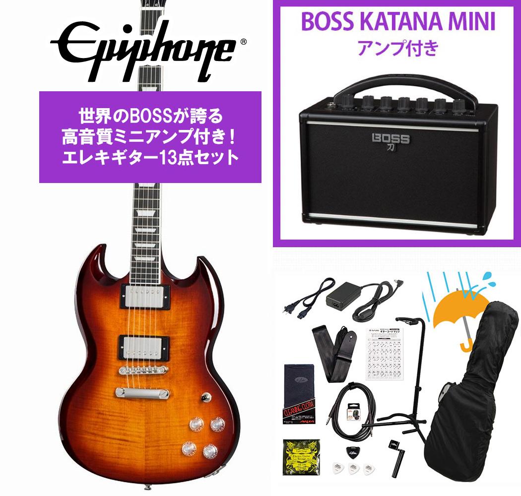 Epiphone / Inspired by Gibson SG Modern Figured Mojave Burst エピフォン BOSS KATANA MINI アンプ付き13点セット！【YRK】