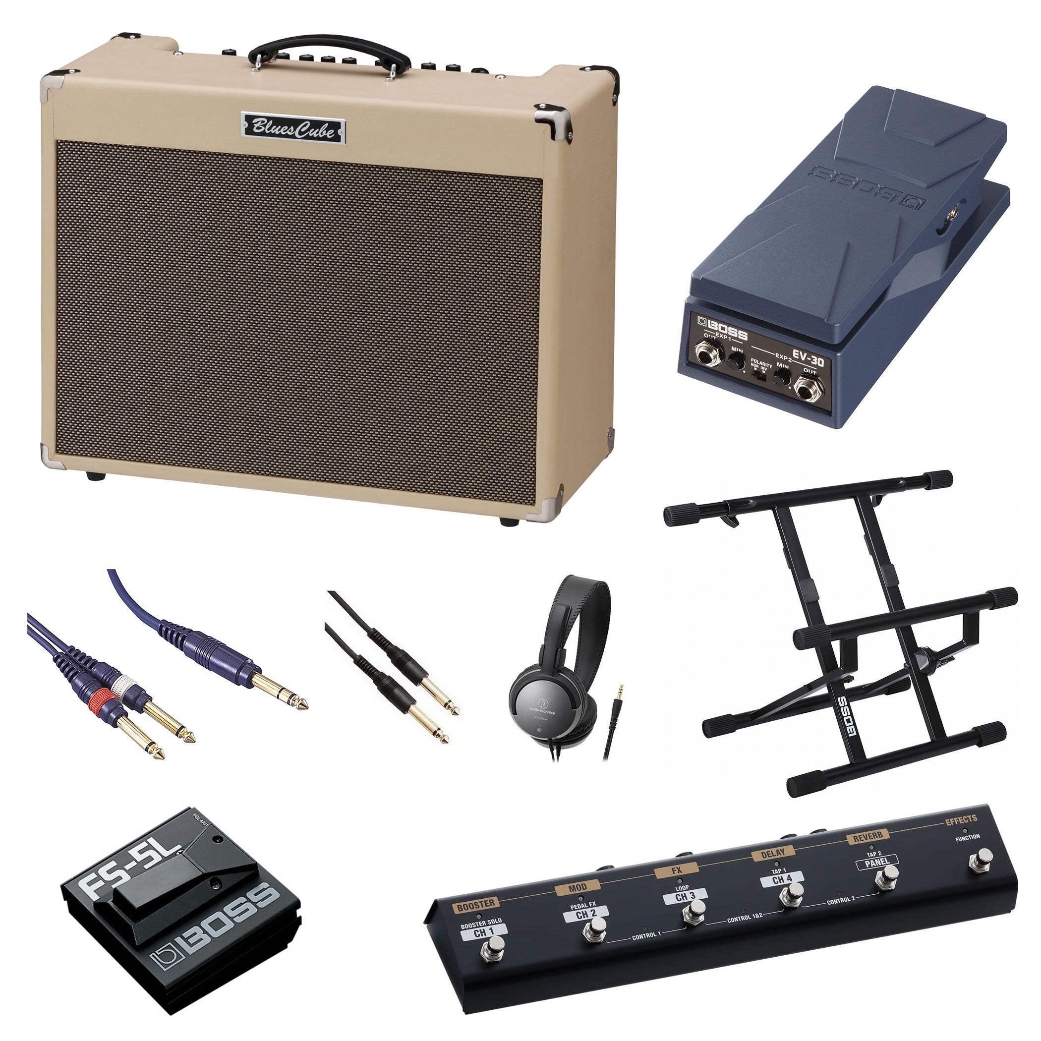 乐天商城 - Roland / Blues Cube Artist Guitar Amplifier 80W [自由自在にサウンドメイクセット] FS-5L + EV-30 + BAS-1 + GA-FC EX【YRK】【PTNB】