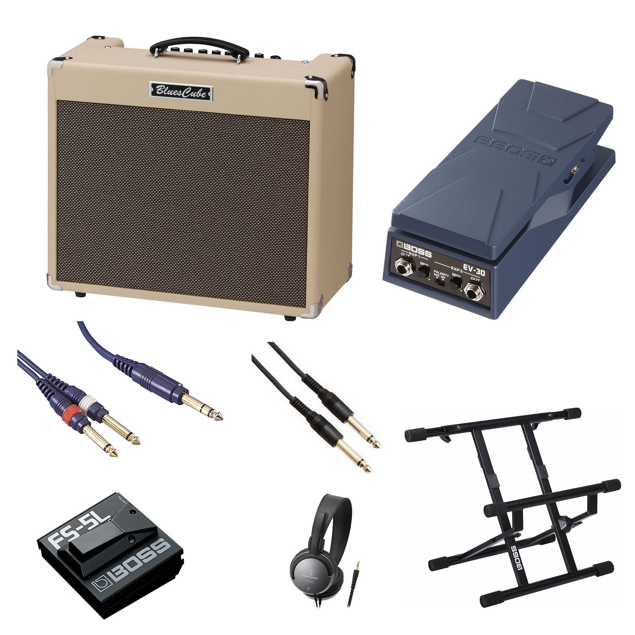 樂天商城 - Roland / Blues Cube Stage Guitar Amplifier 60W[自由自在にサウンドメイクセット] FS-5L + EV-30 + BAS-1【YRK】【PTNB】